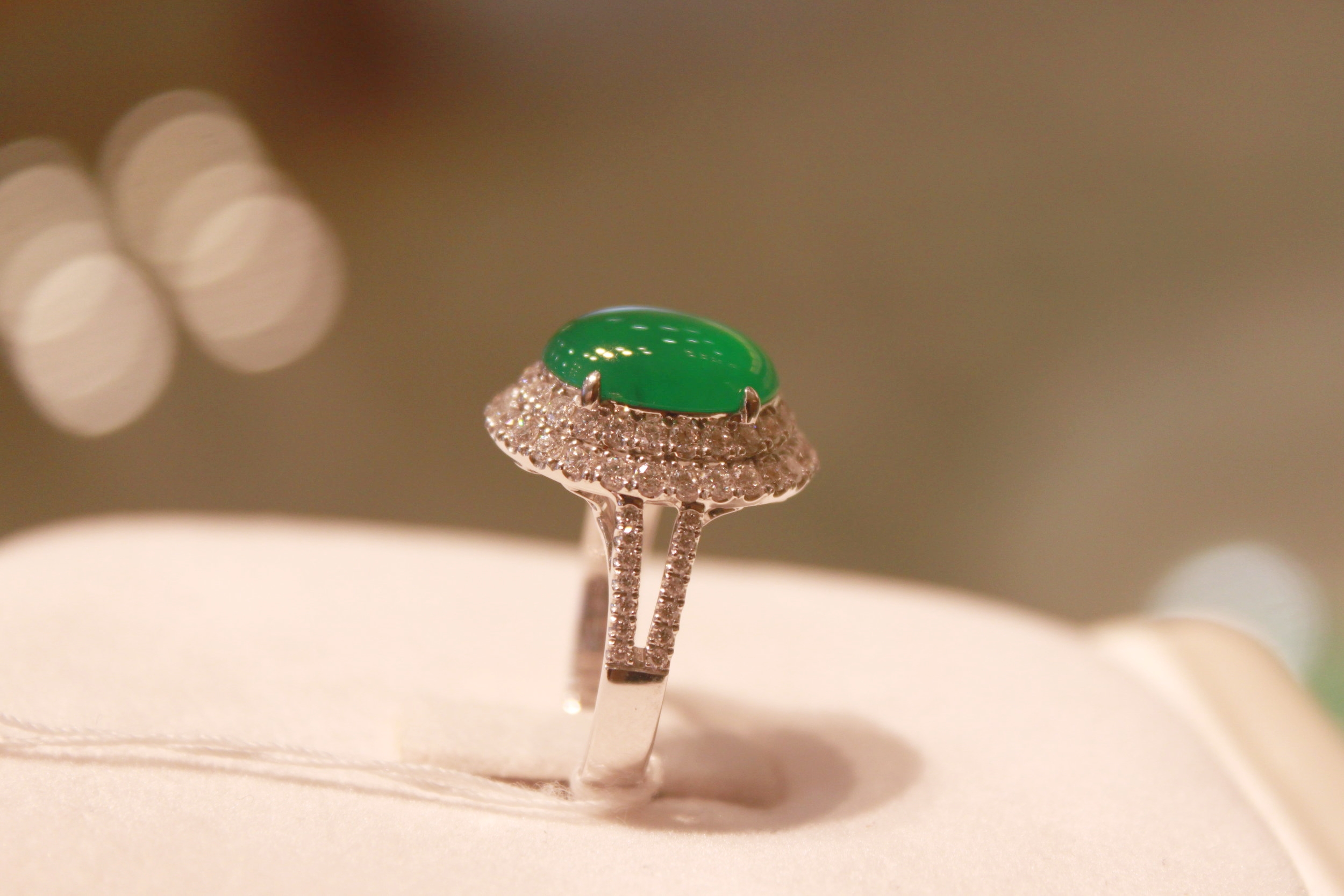 Green Jade Diamond Ring 