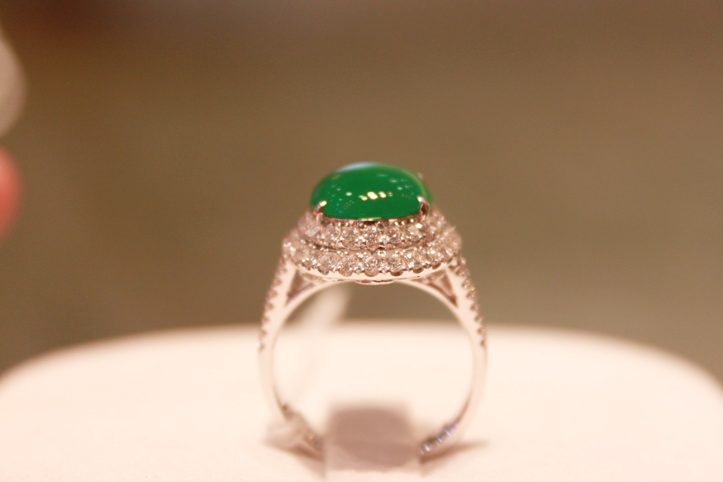 Green Jade Diamond Ring 