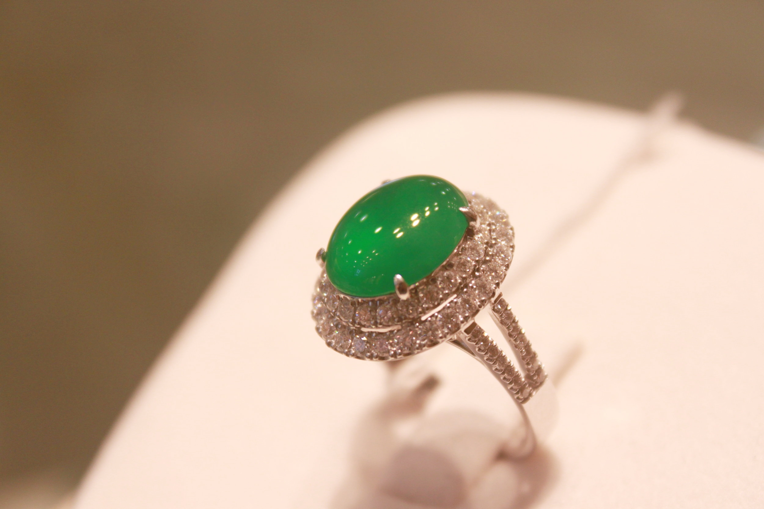 Green Jade Diamond Ring 
