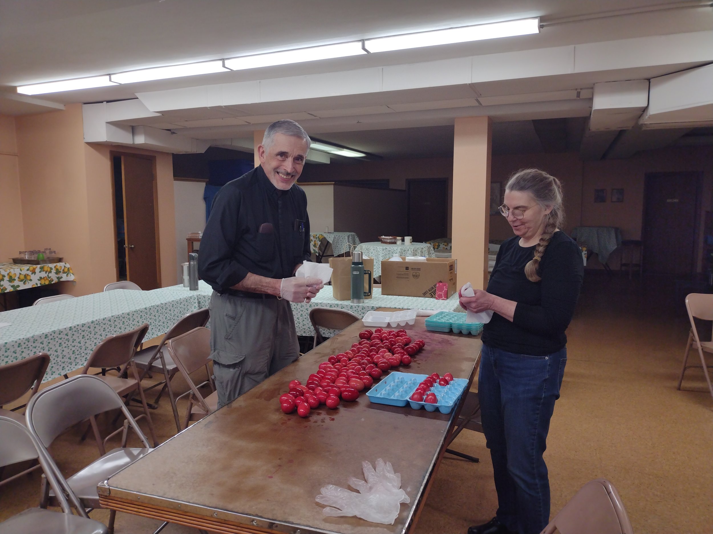 Fr George and Jill Dying Eggs.jpg