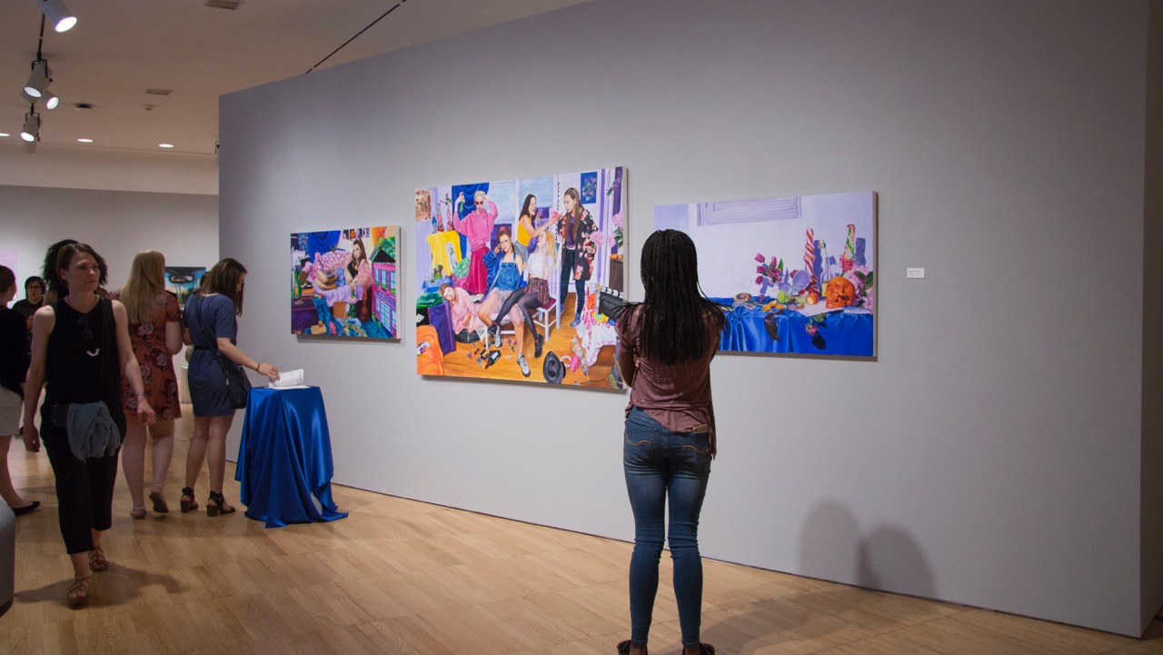 Installation view of Veronica Clements's paintings. 