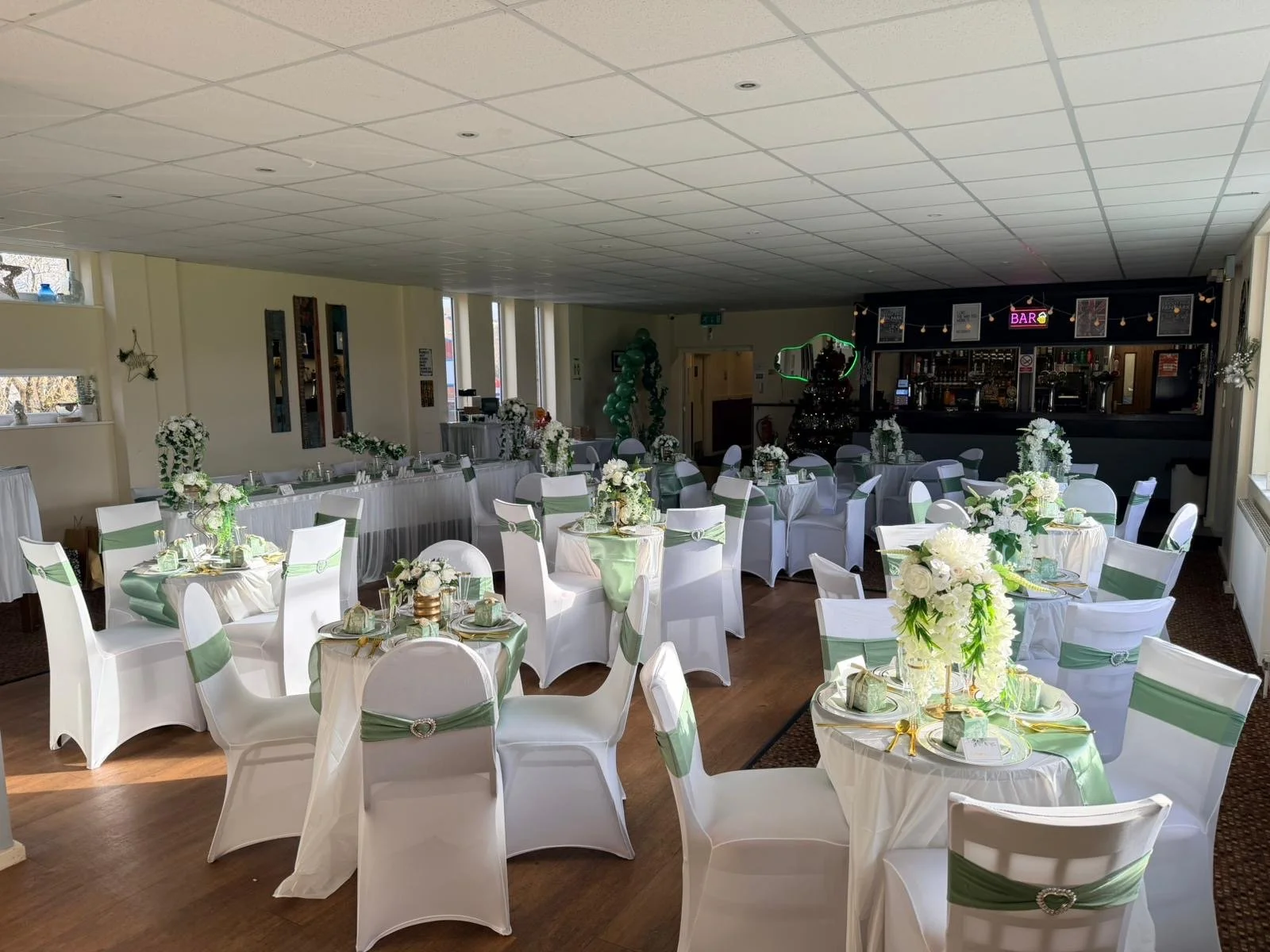 burnley cricket club function room for hire table settings for wedding with seat covers.JPG