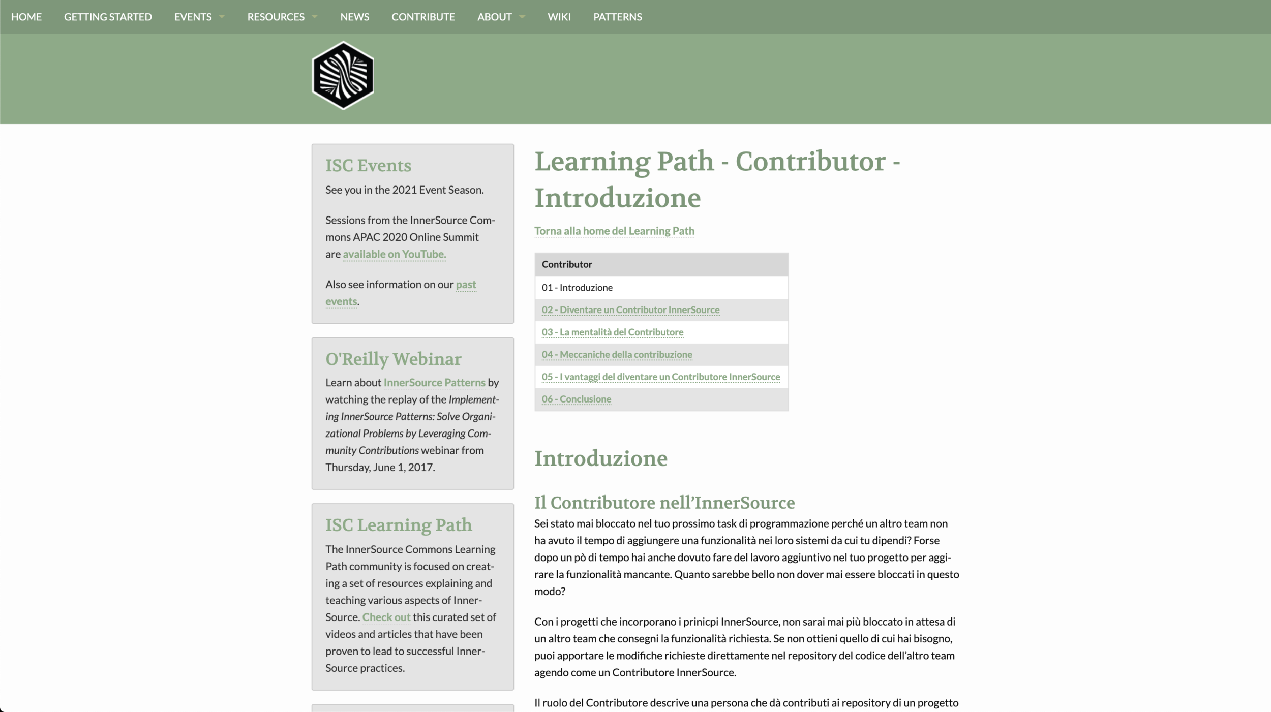 InnerSource Commons - Learning Path - Contributor chapter in italian