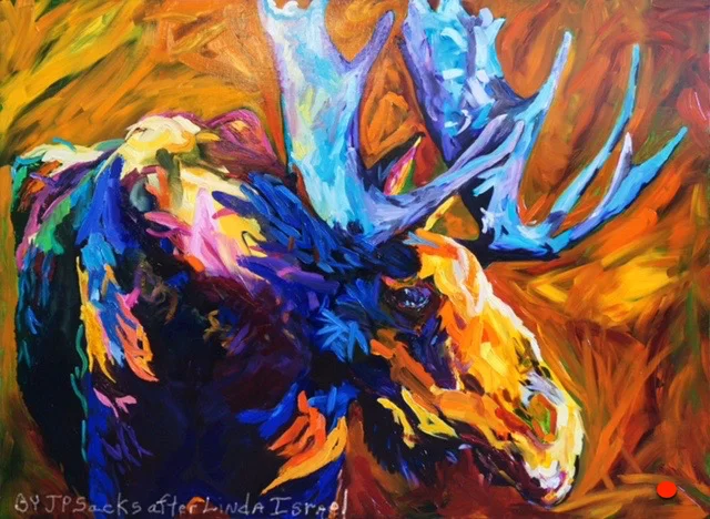 Moose after Linda Isreal, Oil, 42Hx60W, DONATED