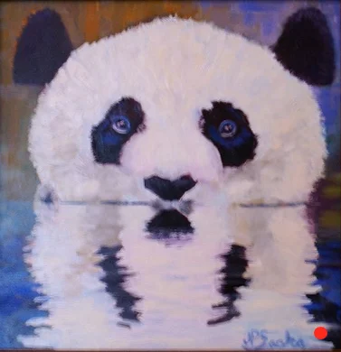 Panda Reflects, Oil, 12Hx12W, SOLD