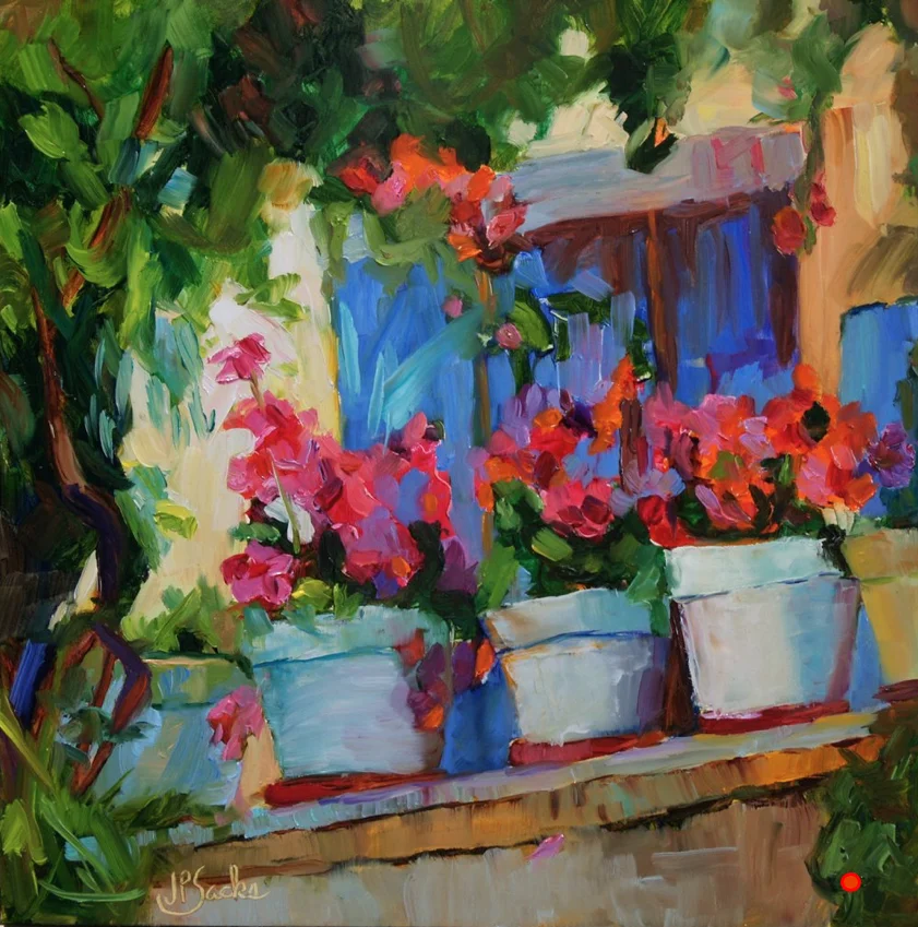 Flowers in My Window, Oil, 12Hx12W, SOLD