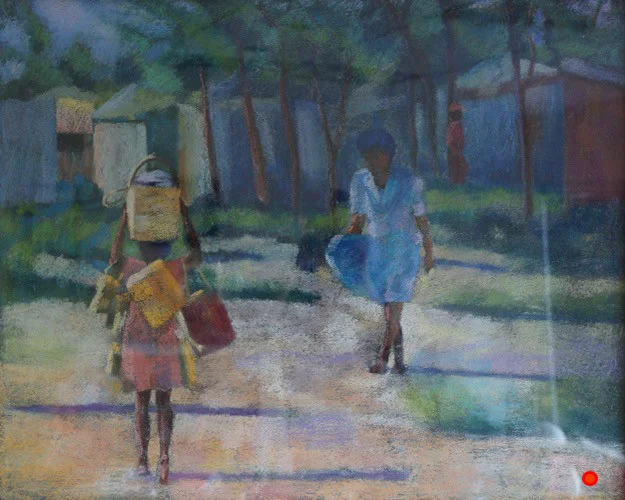 Island Luggage, Pastel, 30Hx48W, DONATED