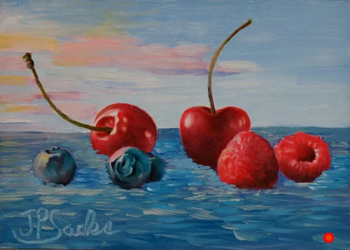 Fruit Floats I, Oil, 5Hx7W, SOLD