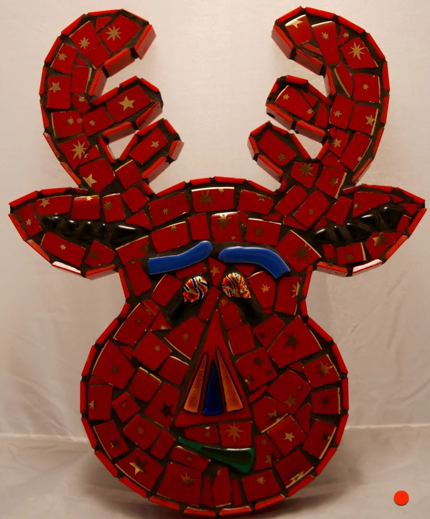 Red Reindeer, Mosaic,12Hx10W, SOLD