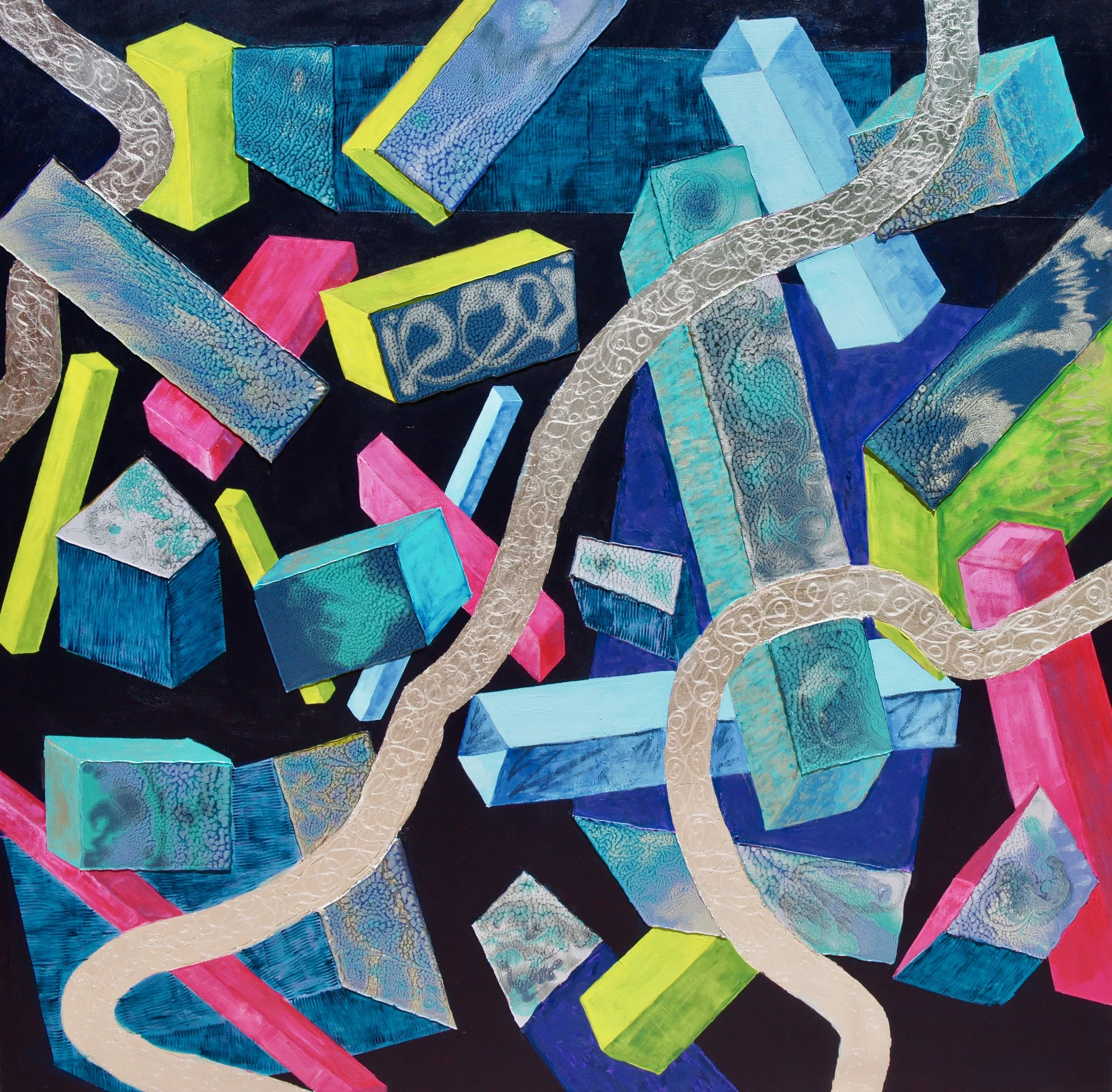 Skybox, Acrylic/Pebeo Pisma, Gallery Wrapped Canvas, 48x48, $1,500., Available at Framed Image Gallery, Denver, CO.