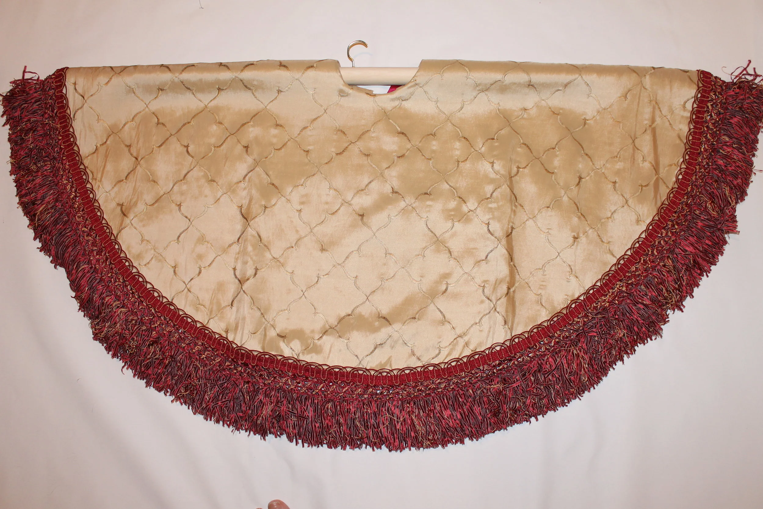 Gold Silk with Fringe Christmas Tree Skirt