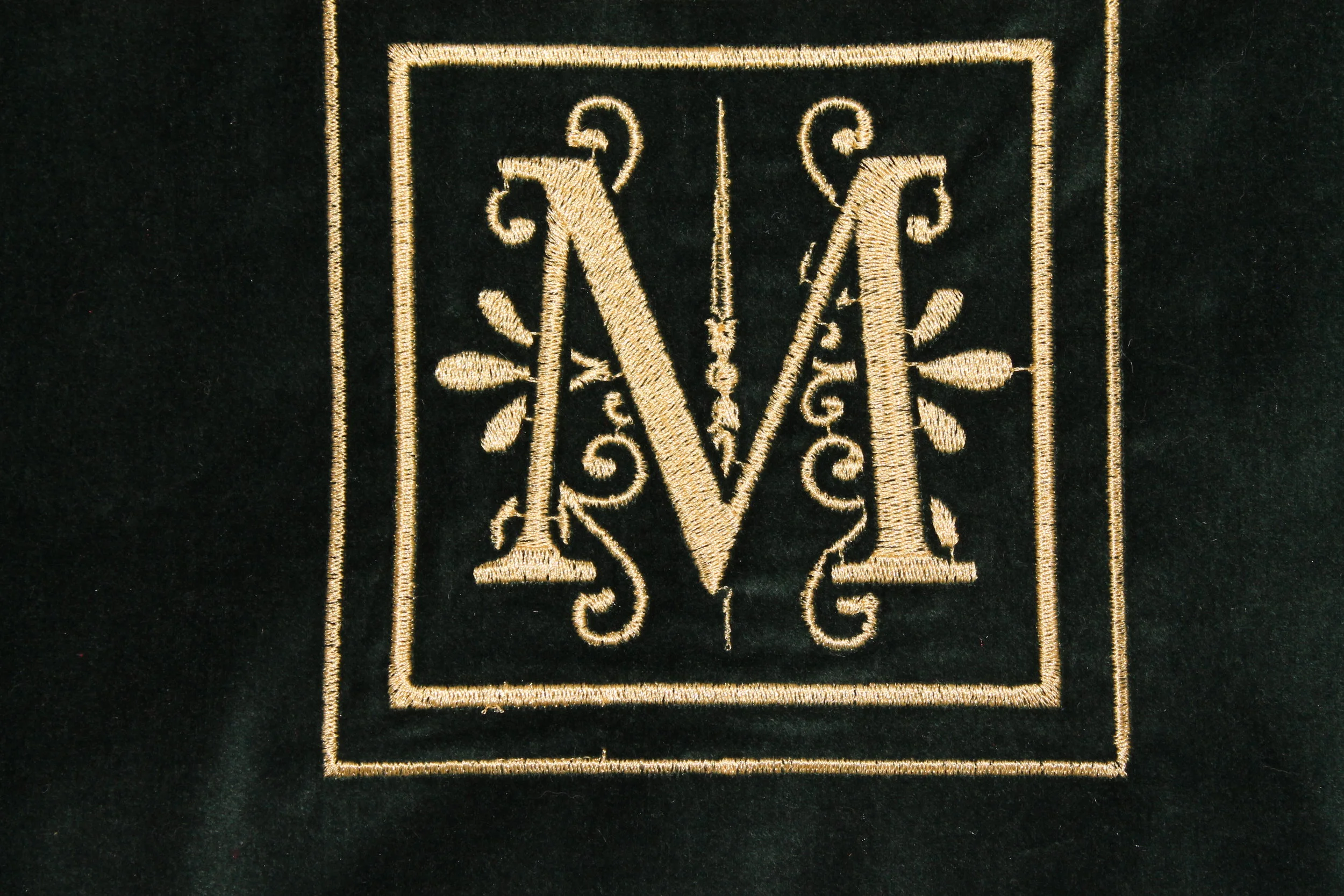 Green Velvet Monogrammed "M" Skirt