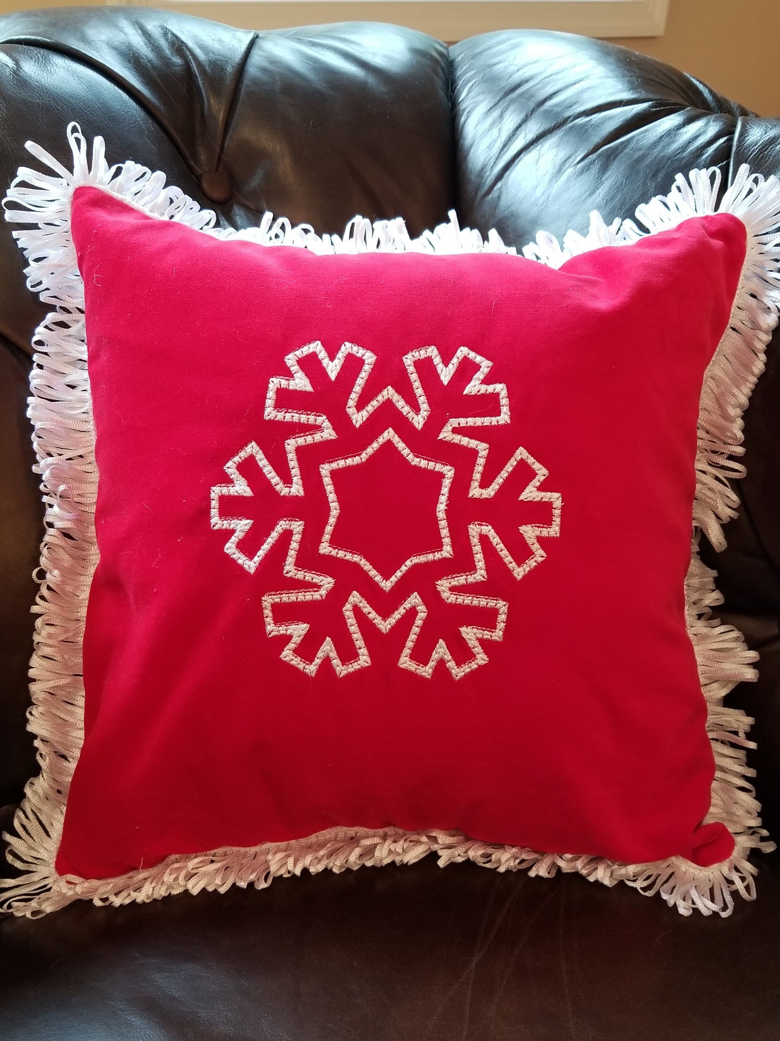 Red Snowflake Pillow