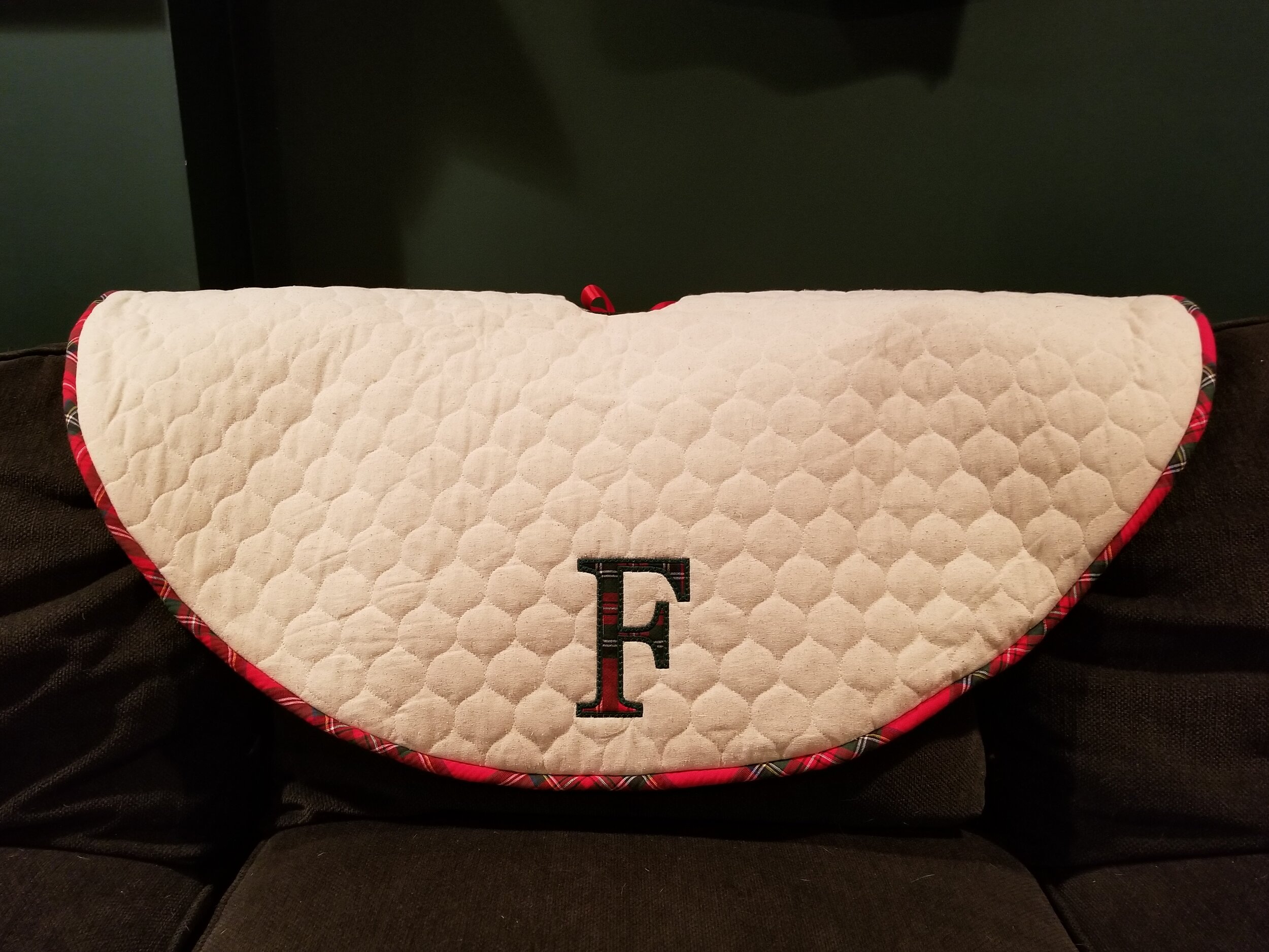 F Monogram Christmas Tree Skirt