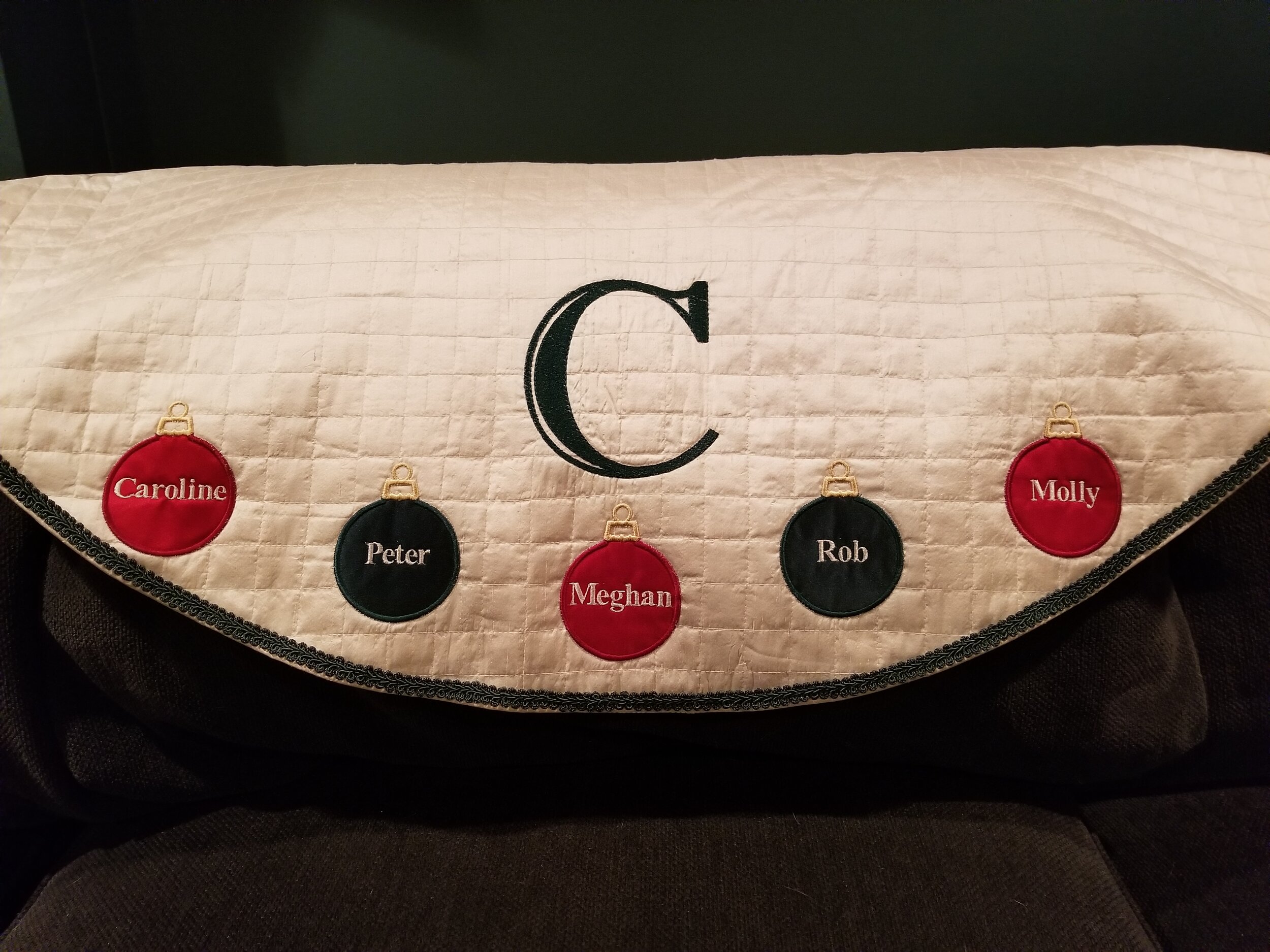 C Monogram Family Xmas Tree Skirt