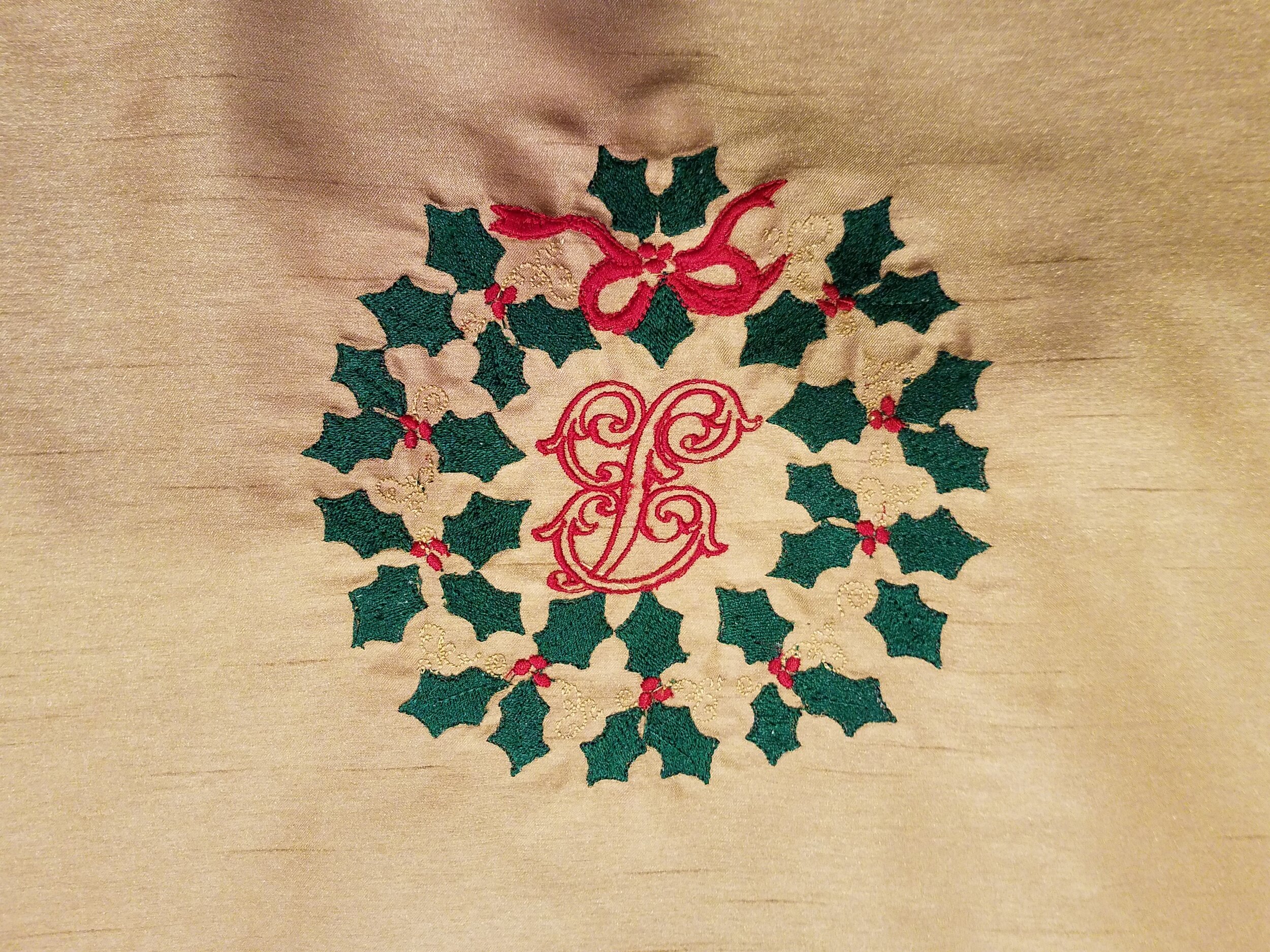 Tan "B" Christmas Tree Skirt