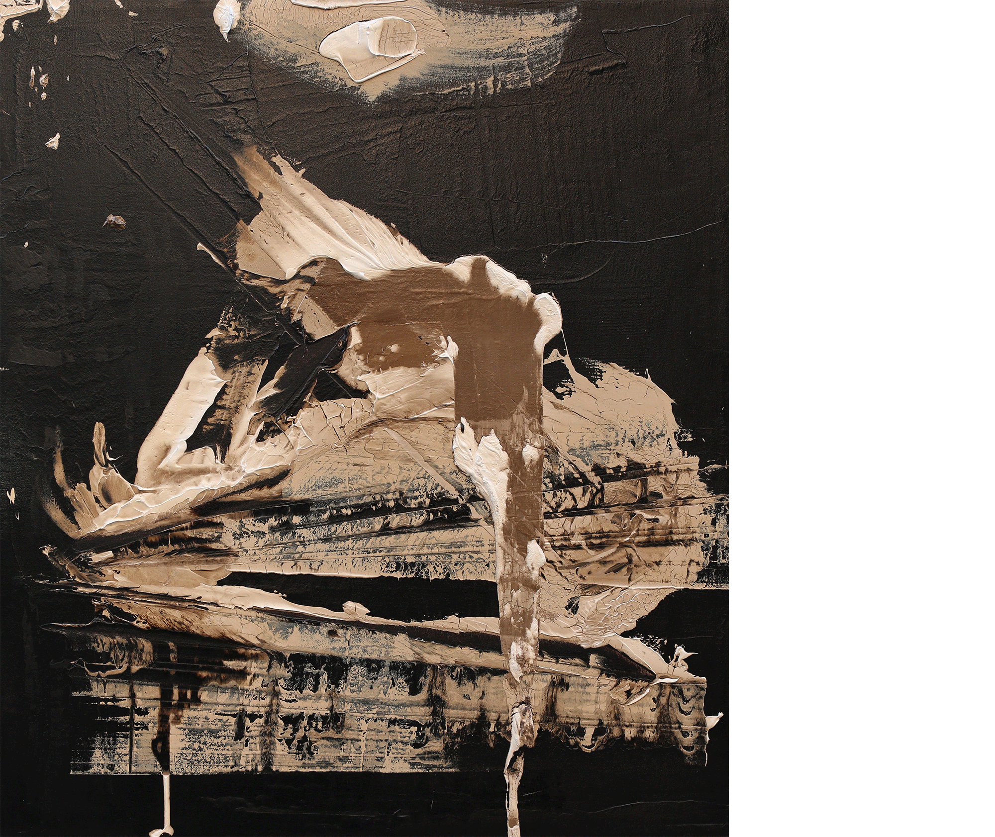 The Gift of Lilies , 2016 oil and tar on canvas 48 x 42 inches