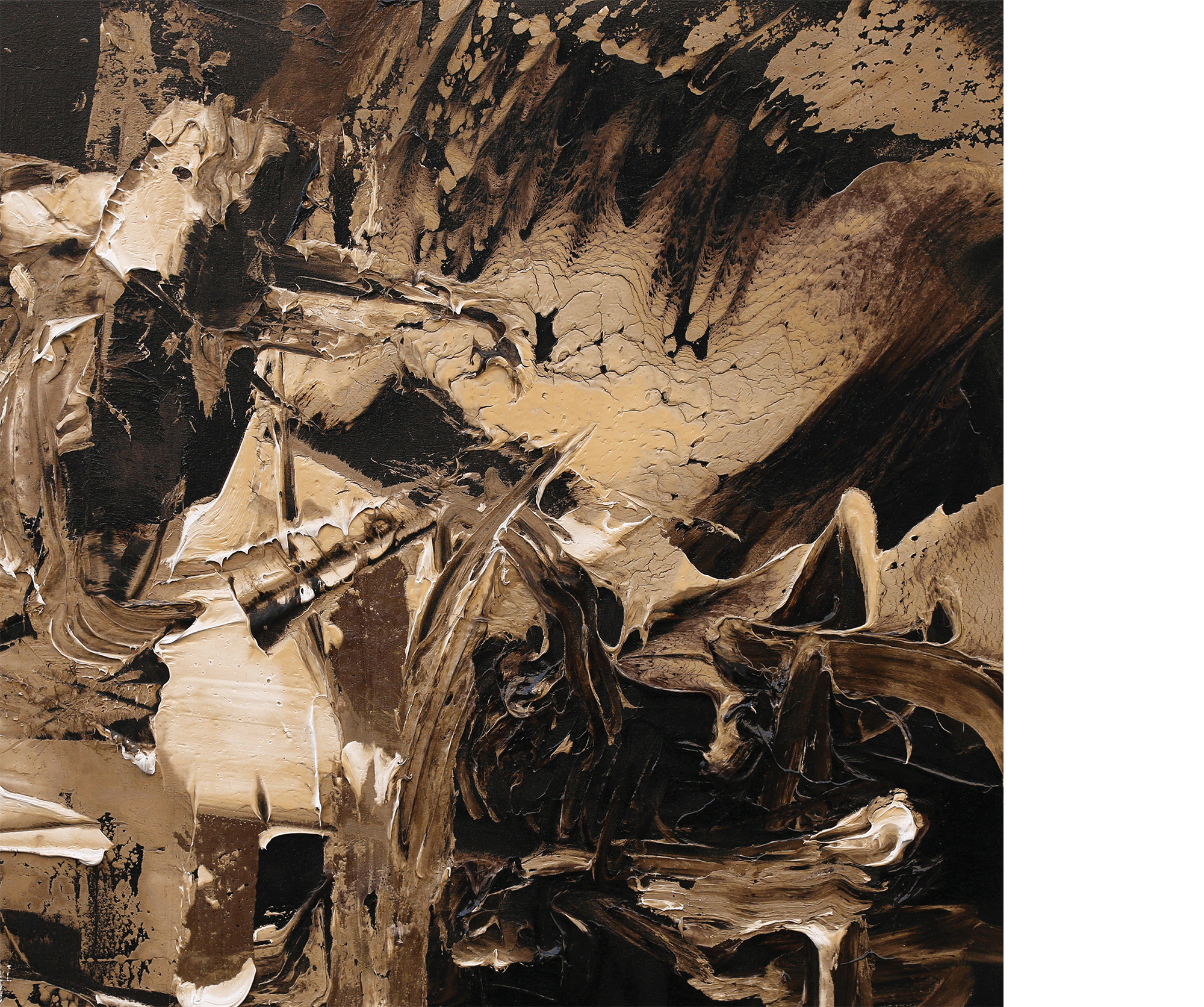The Branching of the Road , 2014 oil and tar on canvas 42 x 42 inches