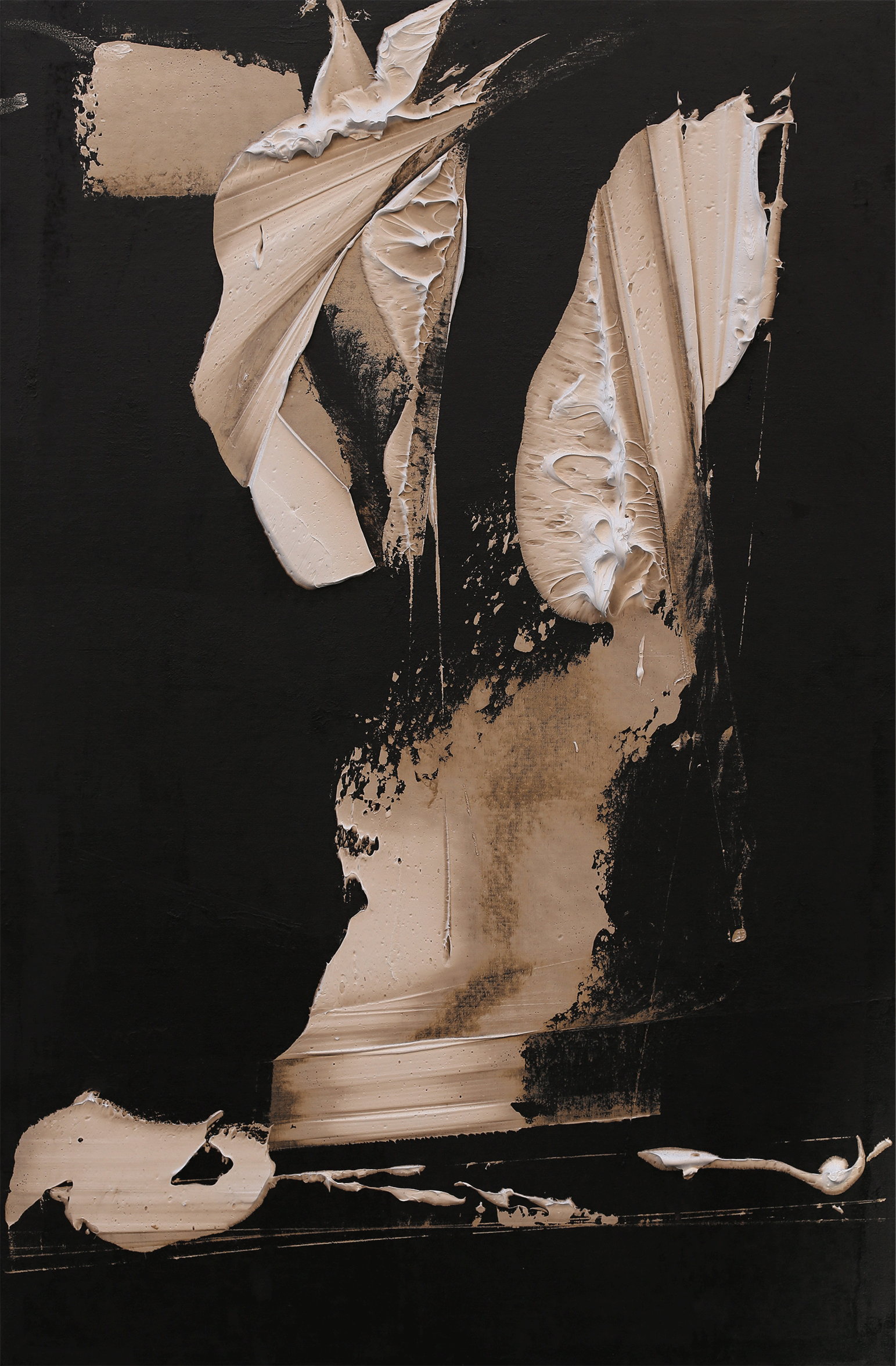 Royal jester, oil and tar on canvas, 47"x31", 2016