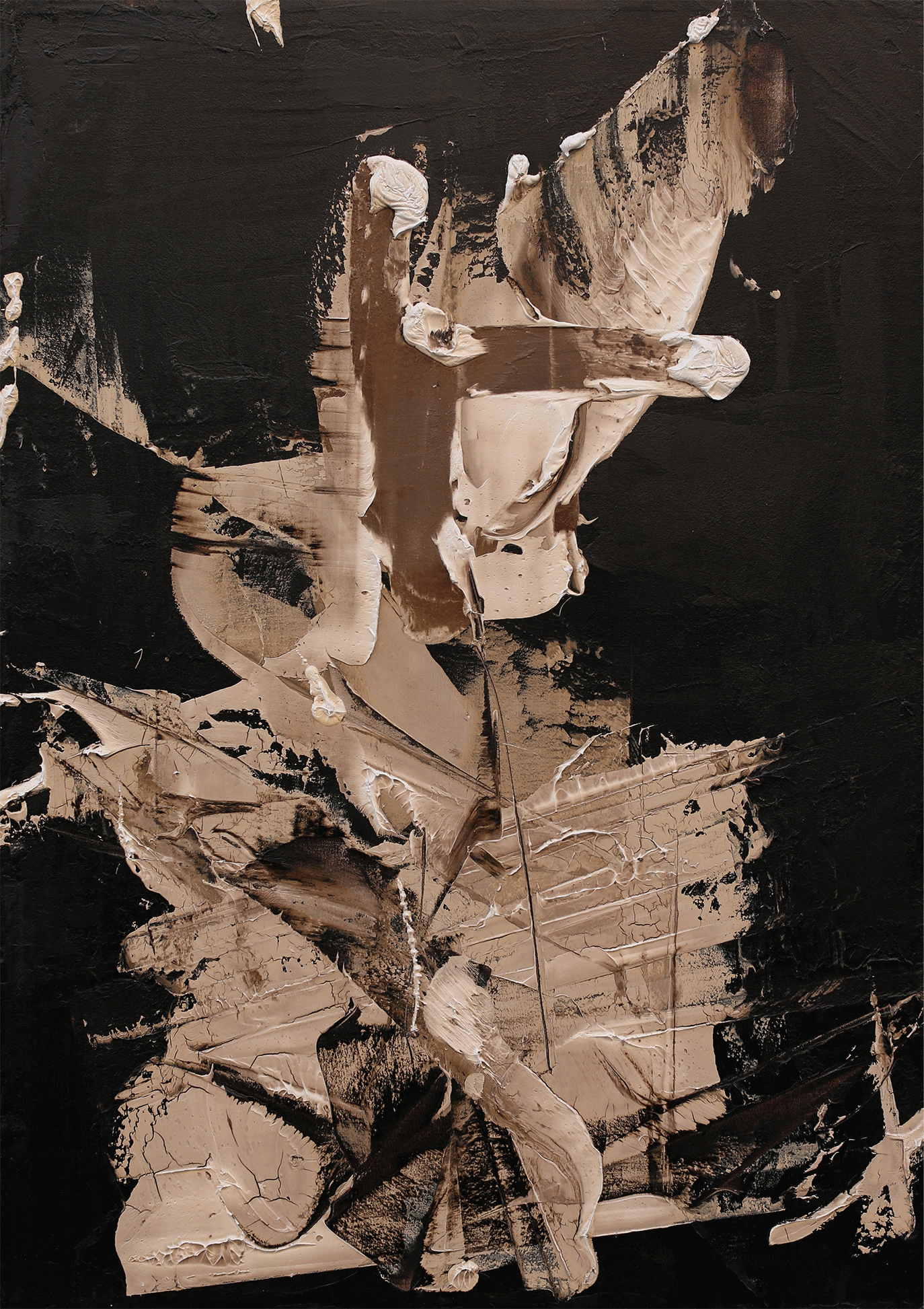 This Need Not Be, oil and tar on canvas, 48"x34", 2016