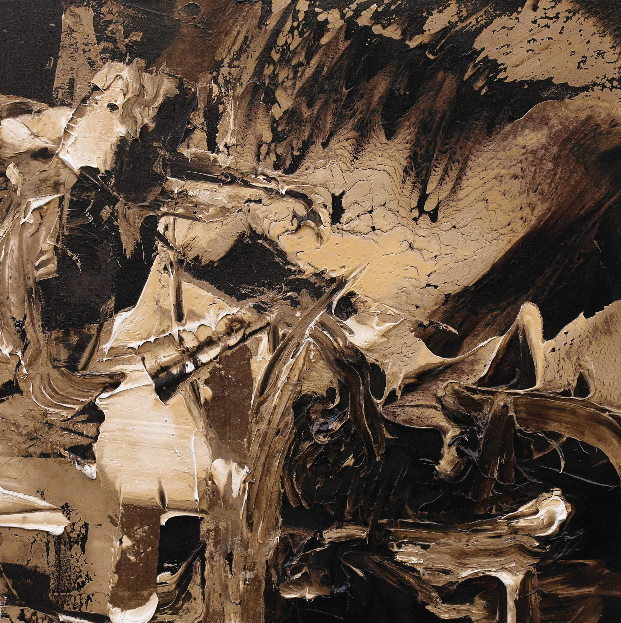 The Branching of the Road, oil and tar on canvas, 42"x42", 2014
