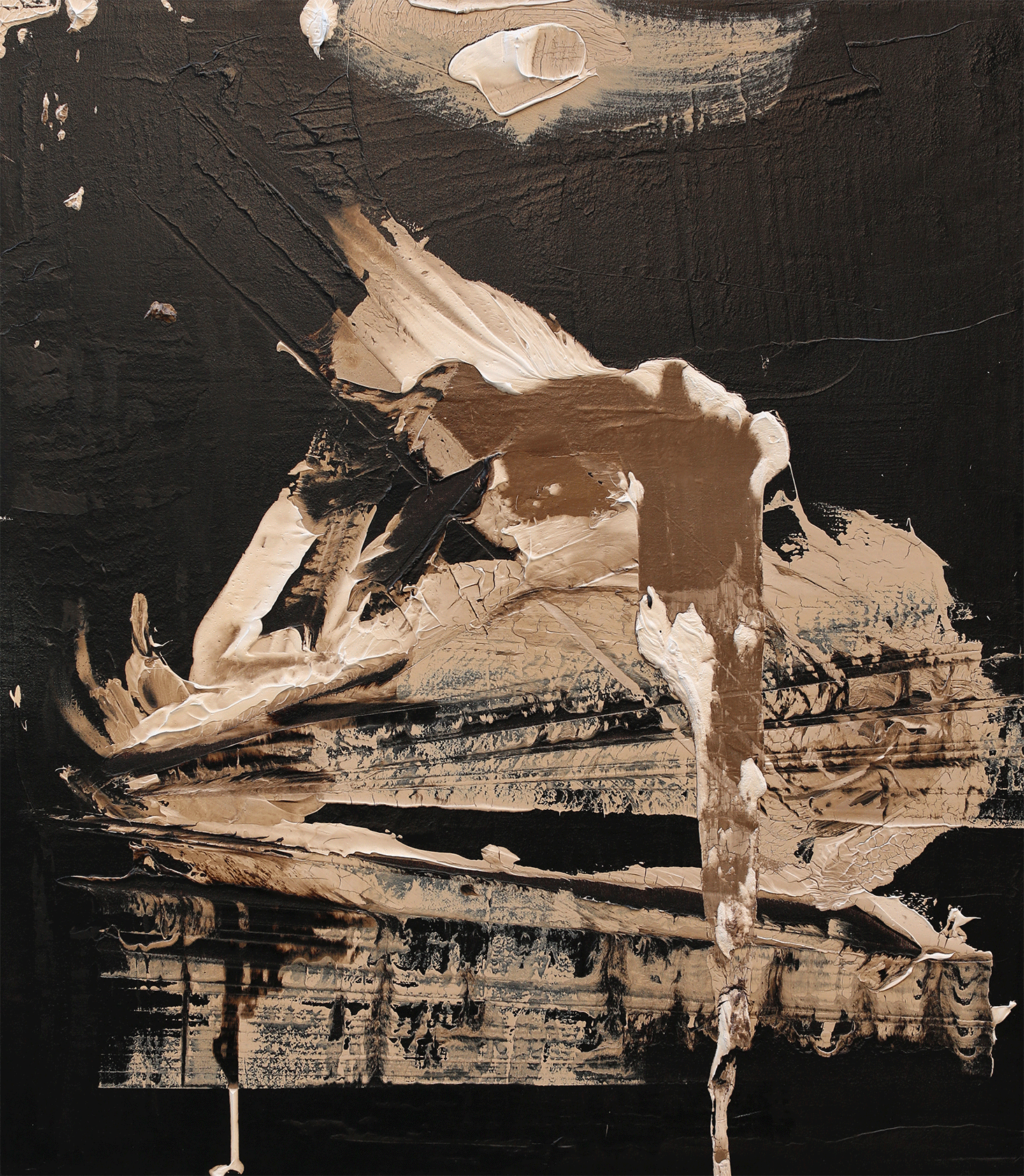 The Gift of Lilies, oil and tar on canvas, 48"x42", 2016