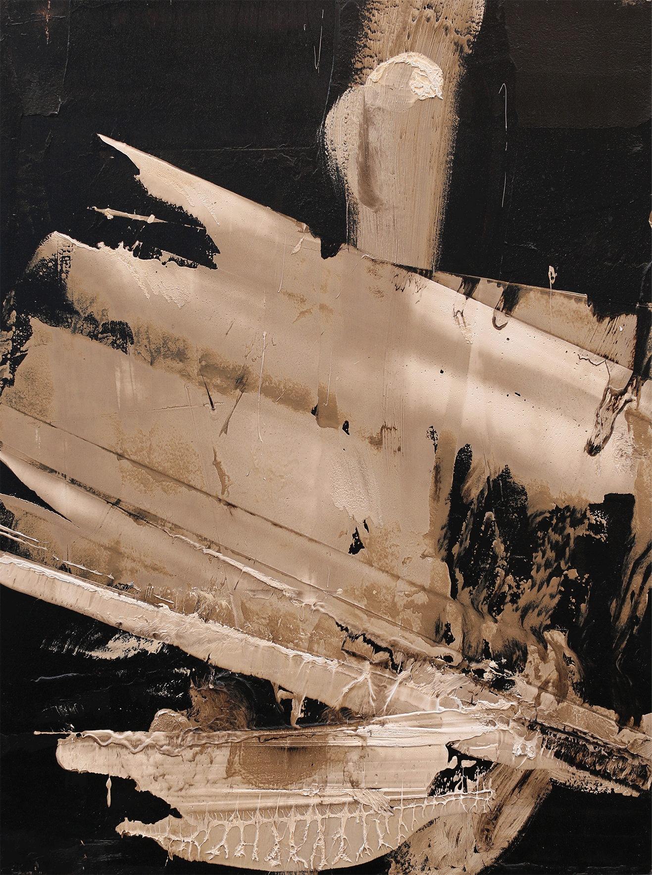 The Quiet Answer, oil and tar on panel, 40"x30", 2016