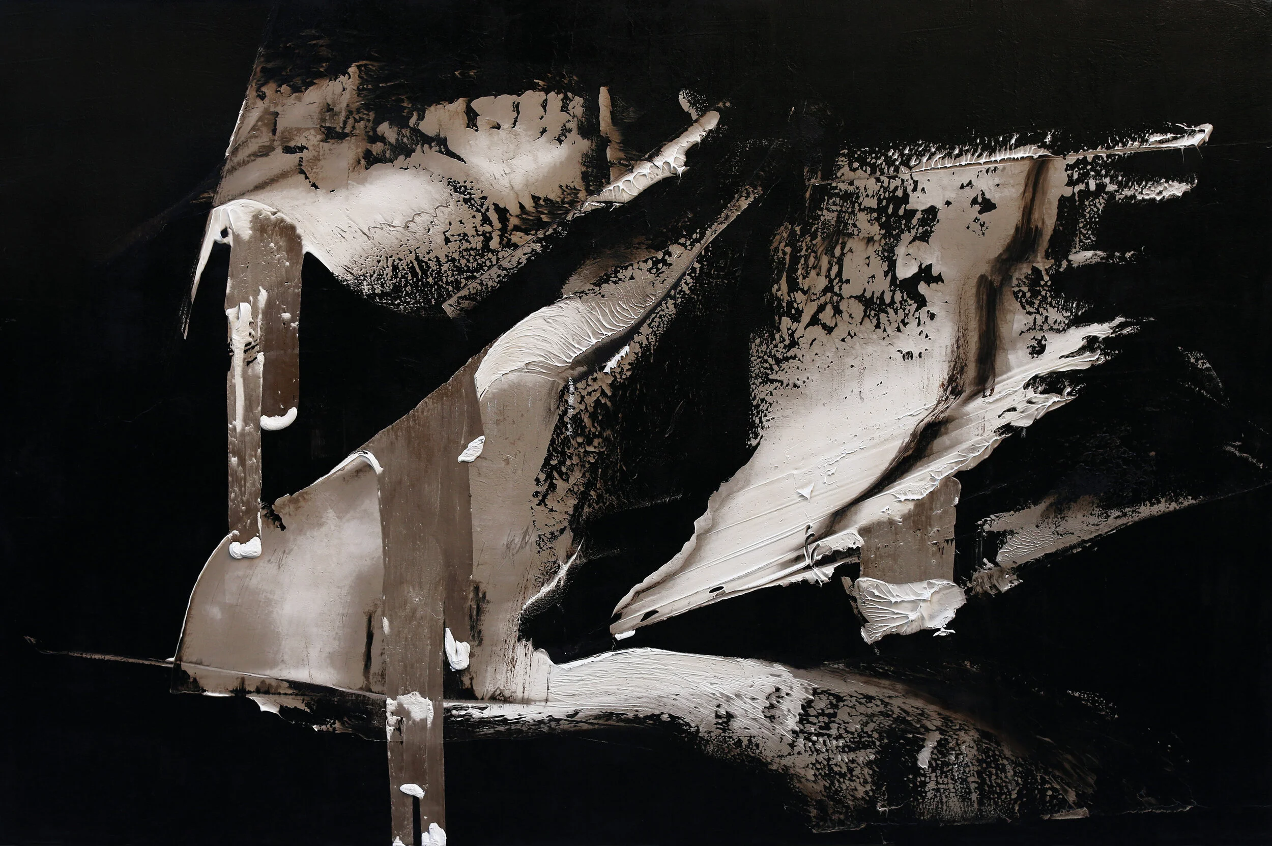 The Healing of the Dream, oil and tar on canvas, 70"x106", 2016