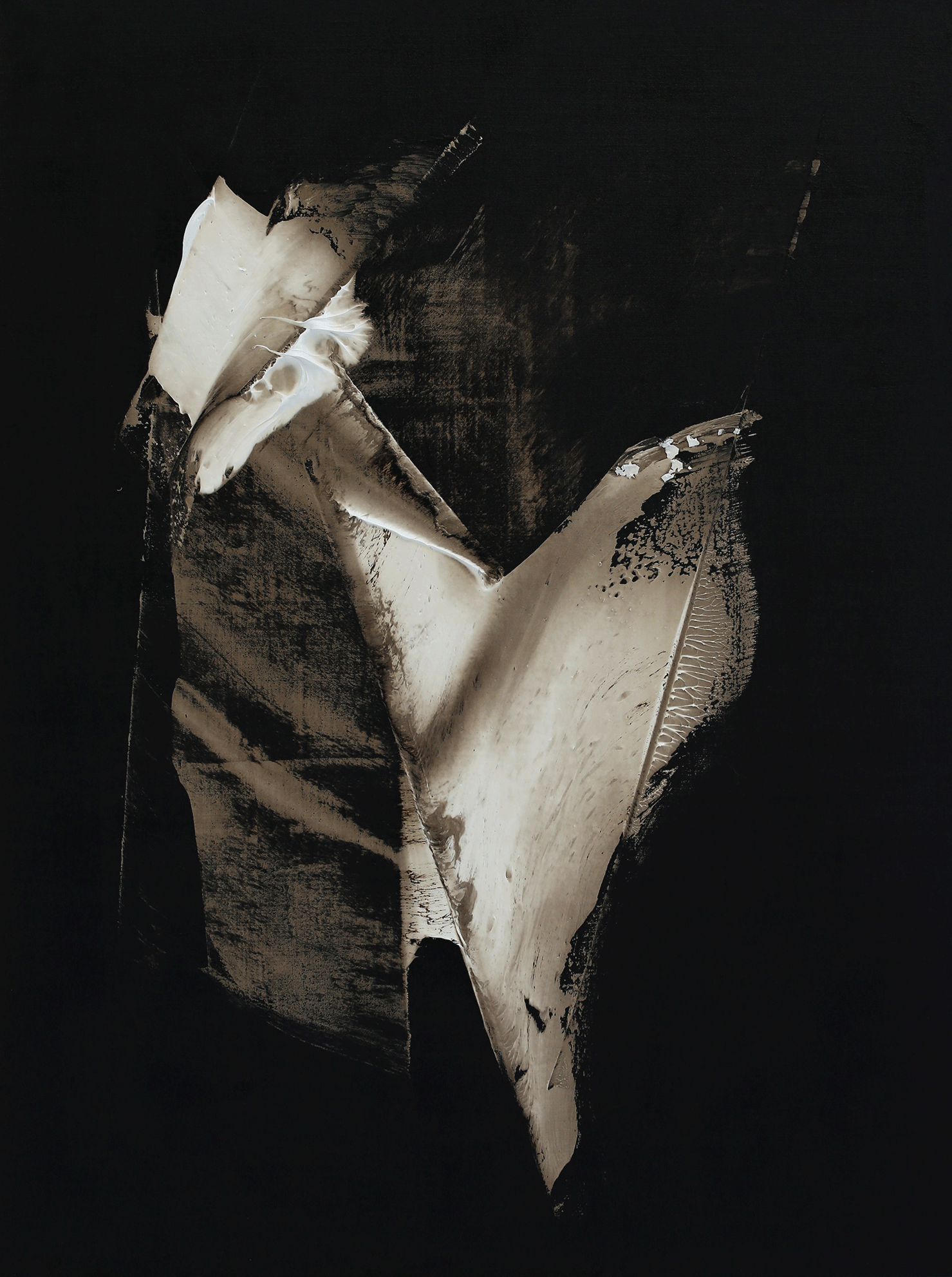 A Journey Without Distance, oil and tar on linen, 40"x30", 2017