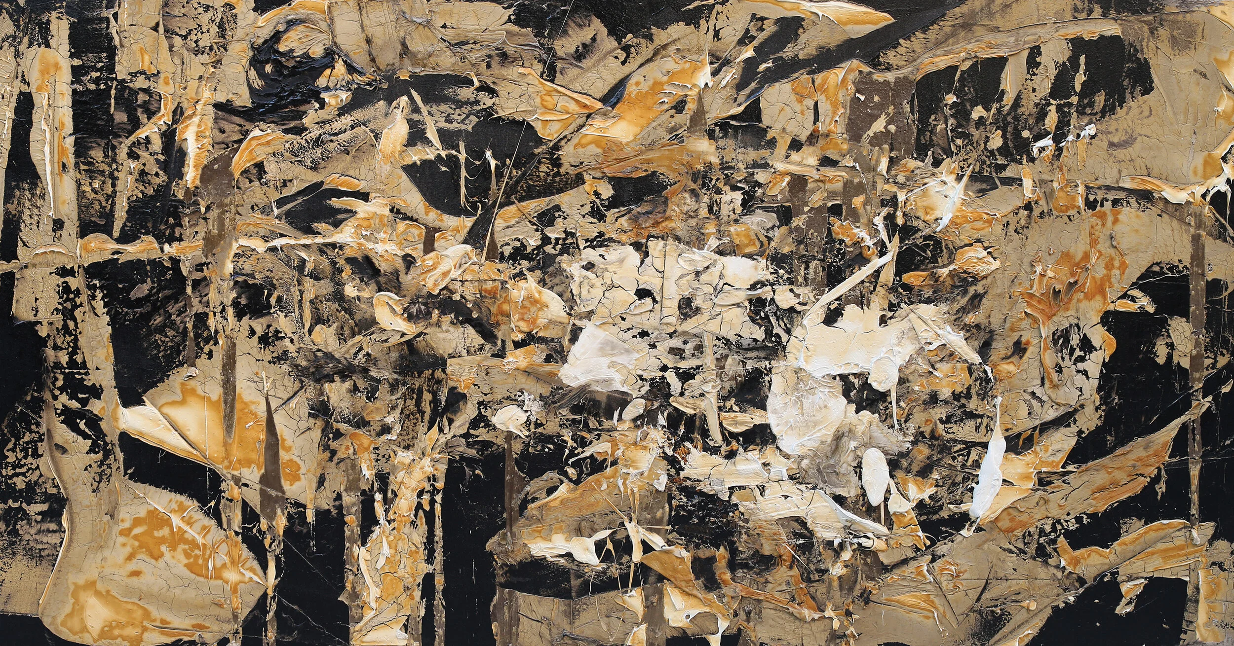 The Innocent Perception, oil and tar on canvas, 55"x105", 2013