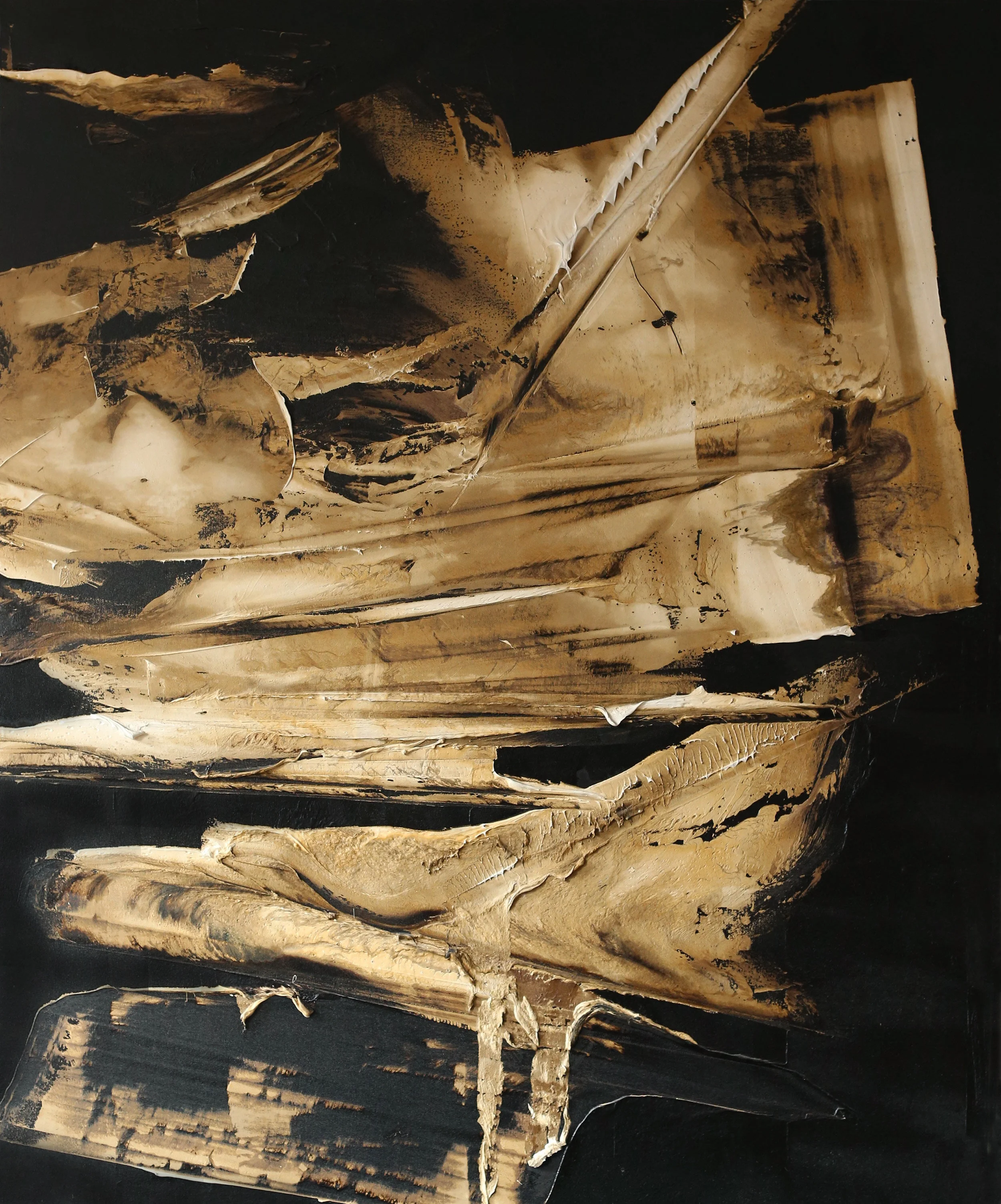 The Basis of the Dream, oil and tar on canvas, 84"x66", 2015