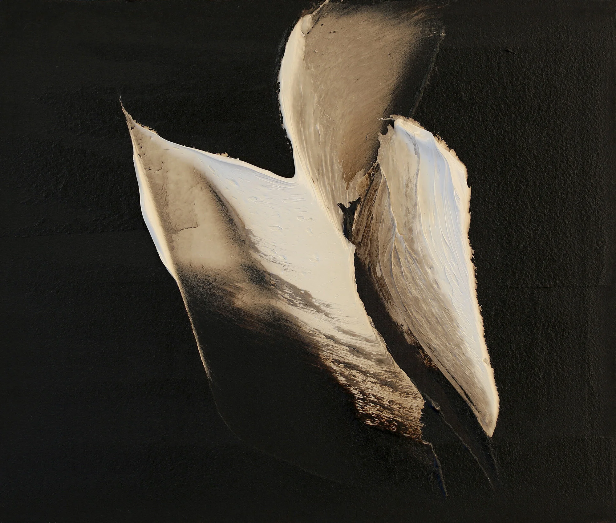Mirror of a Split Mind, oil and tar on linen, 24"x20", 2017