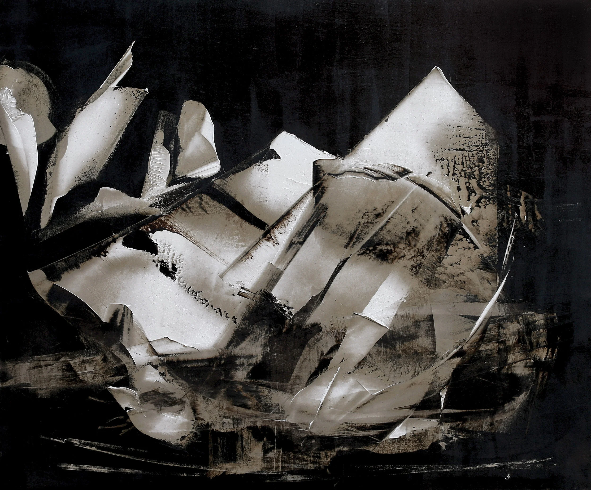Skipping Stones, oil and tar on canvas, 60"x72", 2016