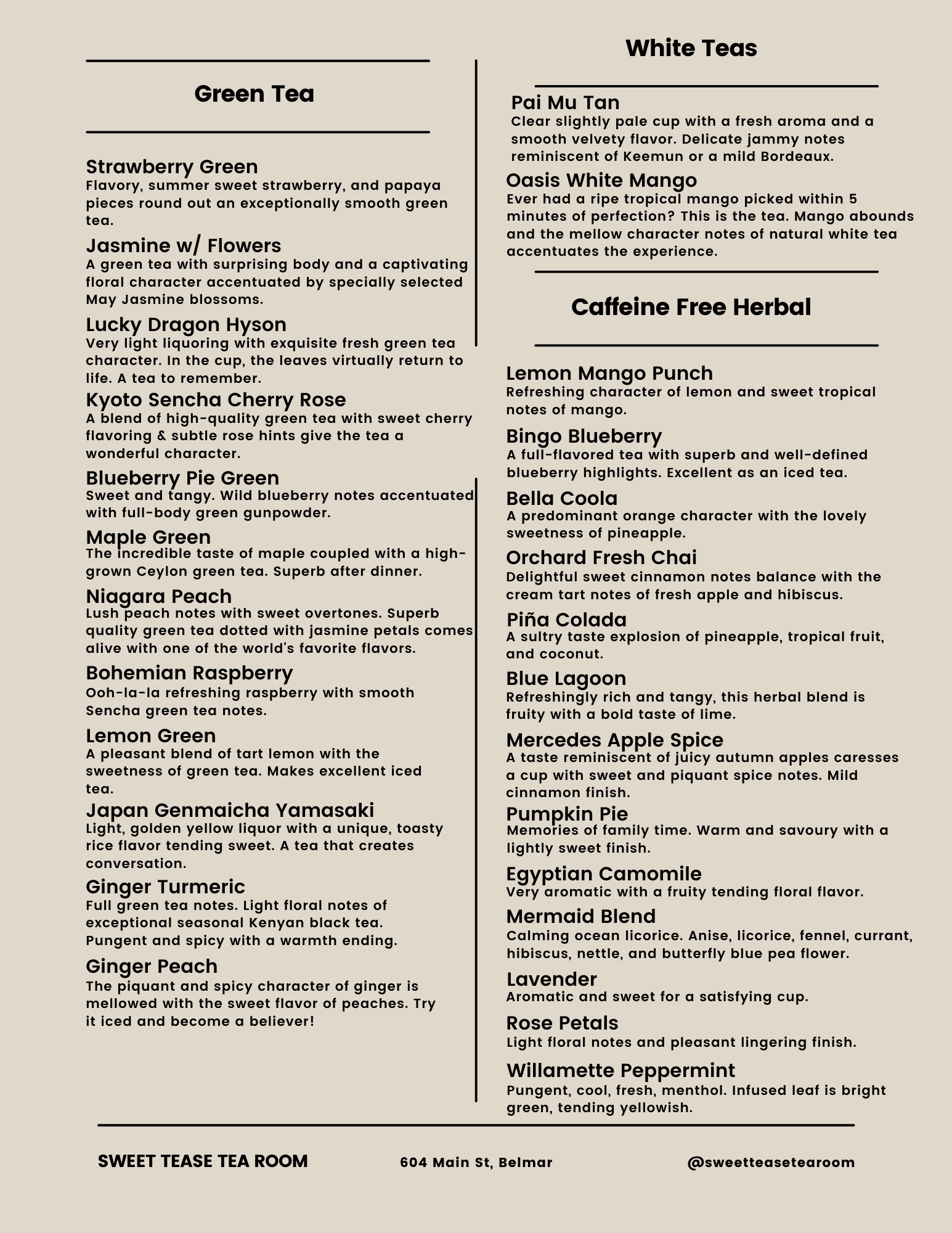 Teas — Sweet Tease tea room