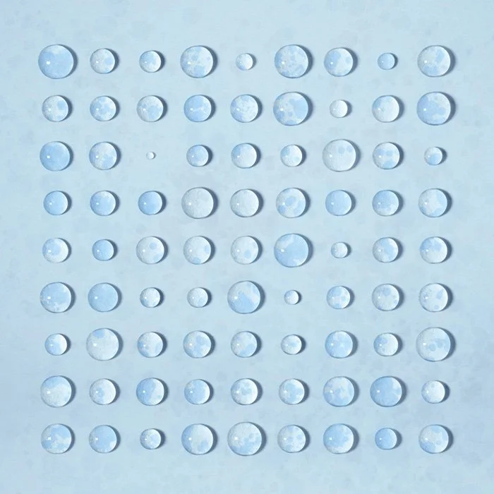 81 Water Droplets in Blue