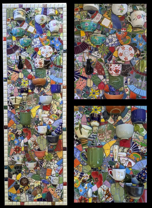 This whimsical wall piece has plenty of surprises and places to put small succulents or air plants. Created for a private residence office space near a sunny window.