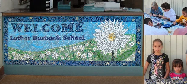 Luther Burbank School, Shasta Daisy Entryway mural