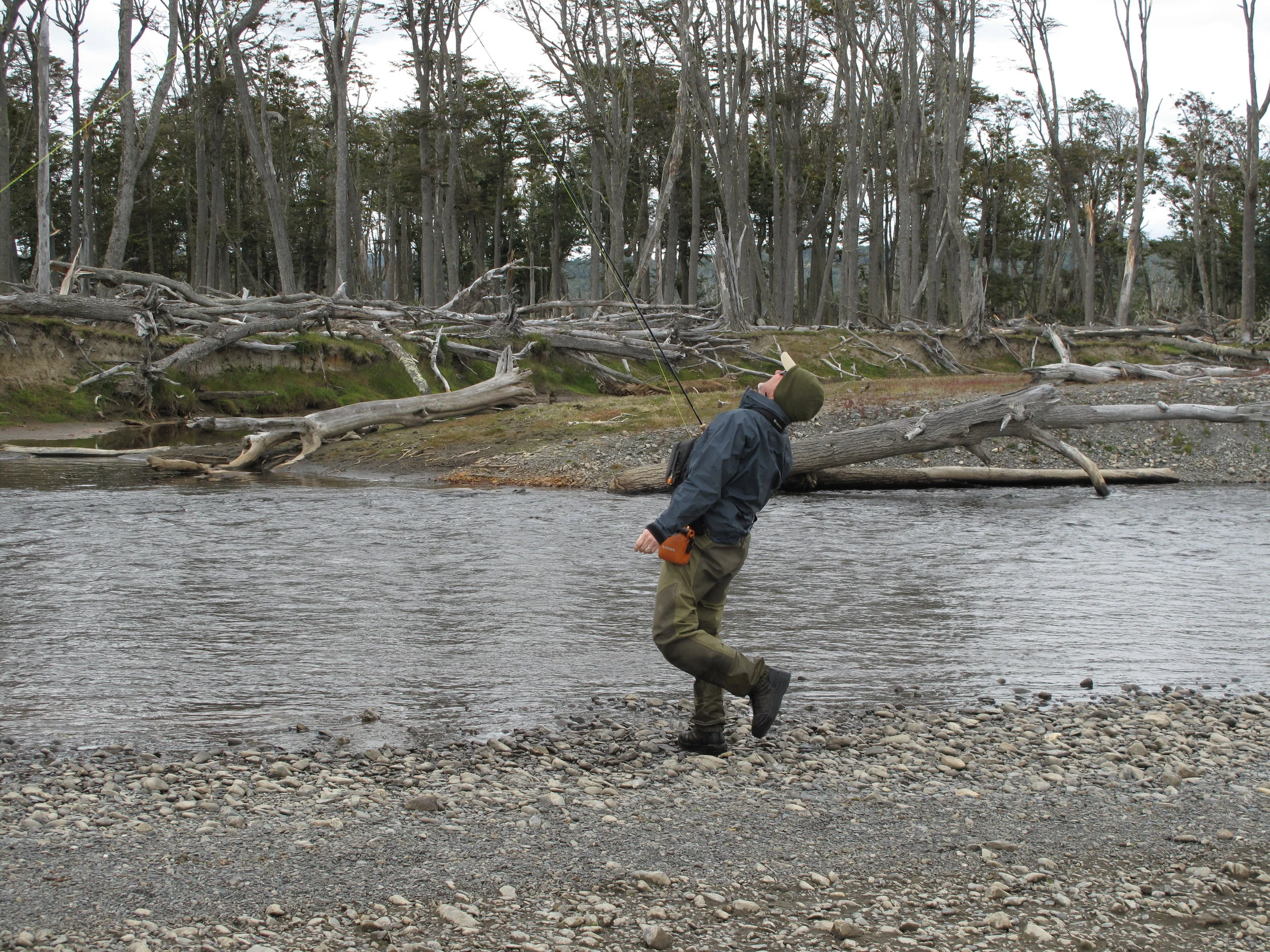 A different trip and a different river but this shot perfectly captures the reaction of losing a big fish! Irigoyen River. Photo by Larry Jenkins.
