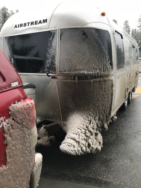 Gypsy literally grew horns of ice driving south of Jasper.