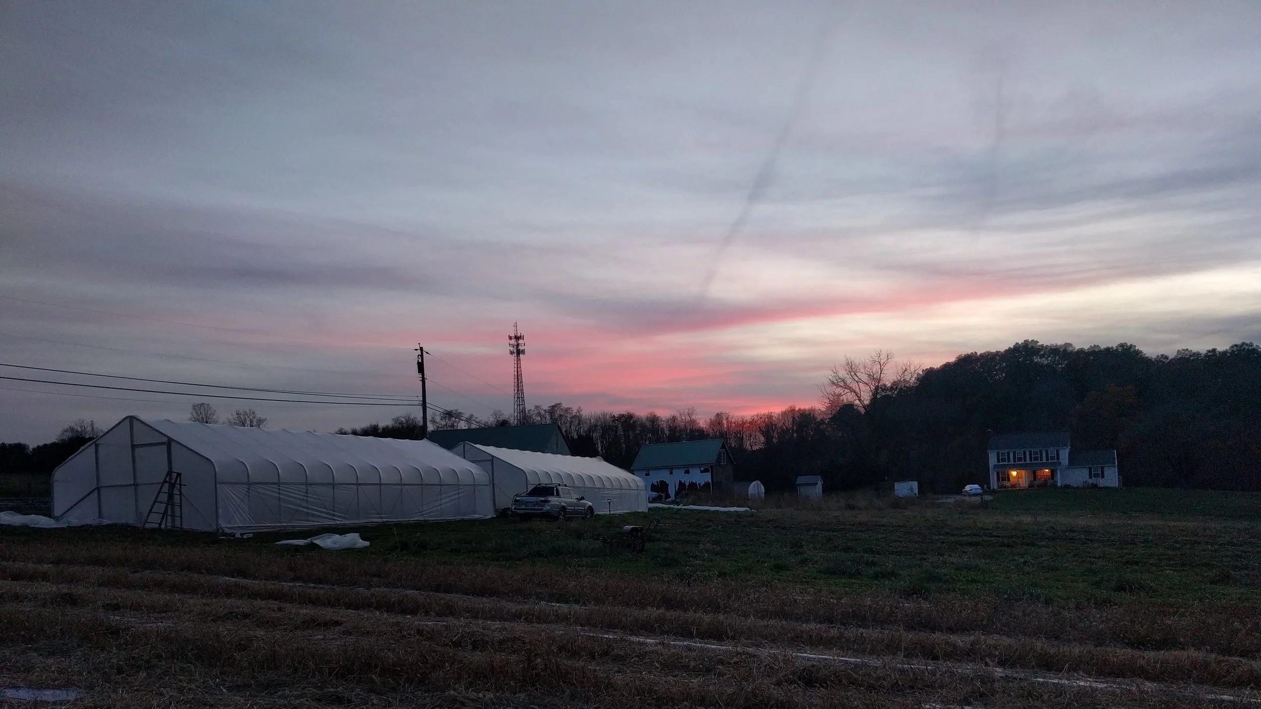 The farm at sunset, an increasing early sight.