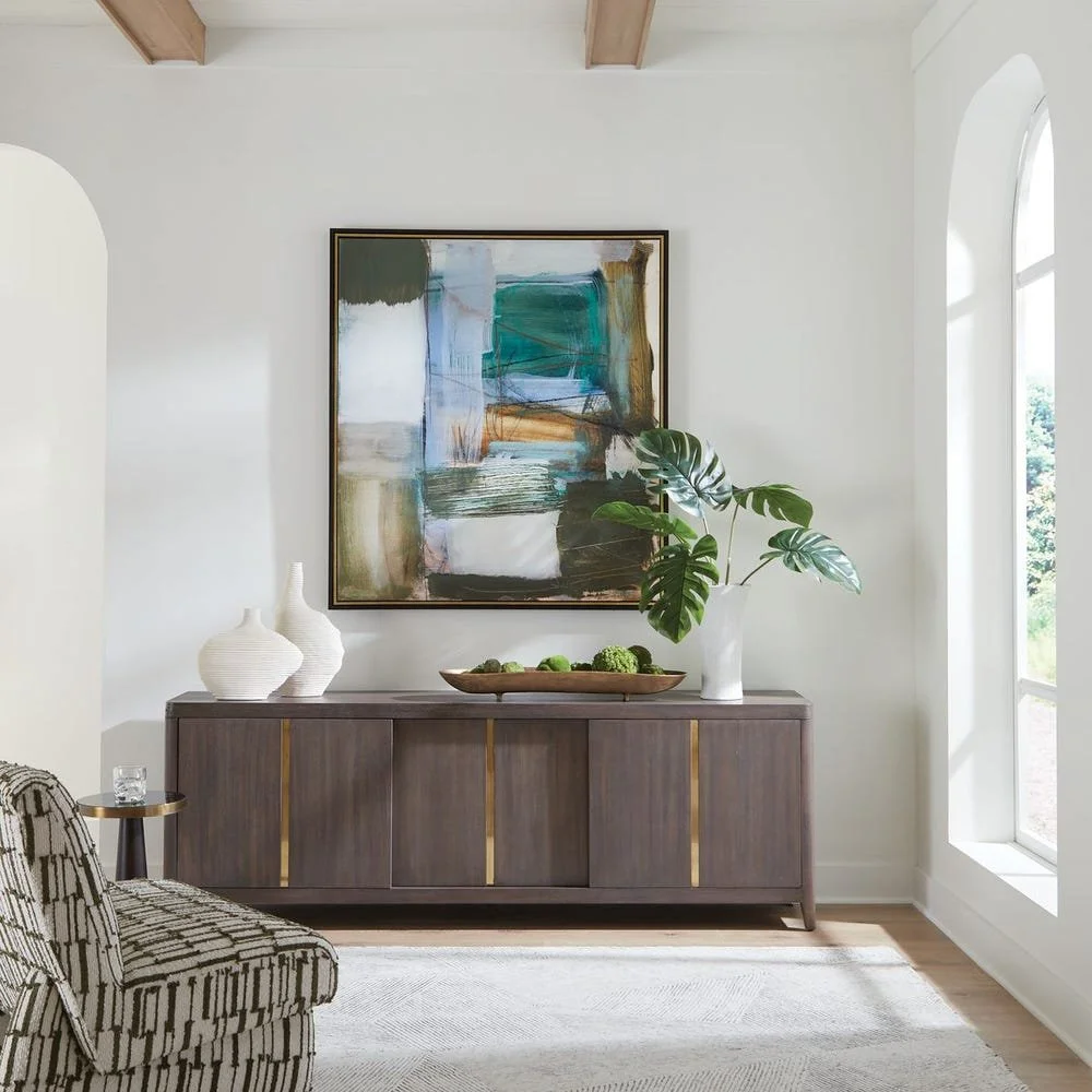 Green Fields Framed Canvas