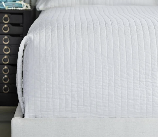 Tessa Quilted White Linen Coverlet Collection
