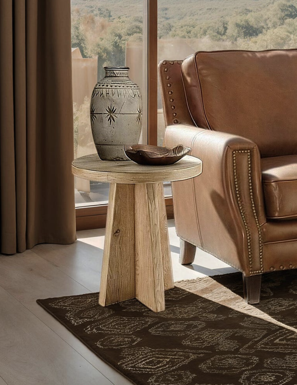 Buckboard Driftwood Round End Table