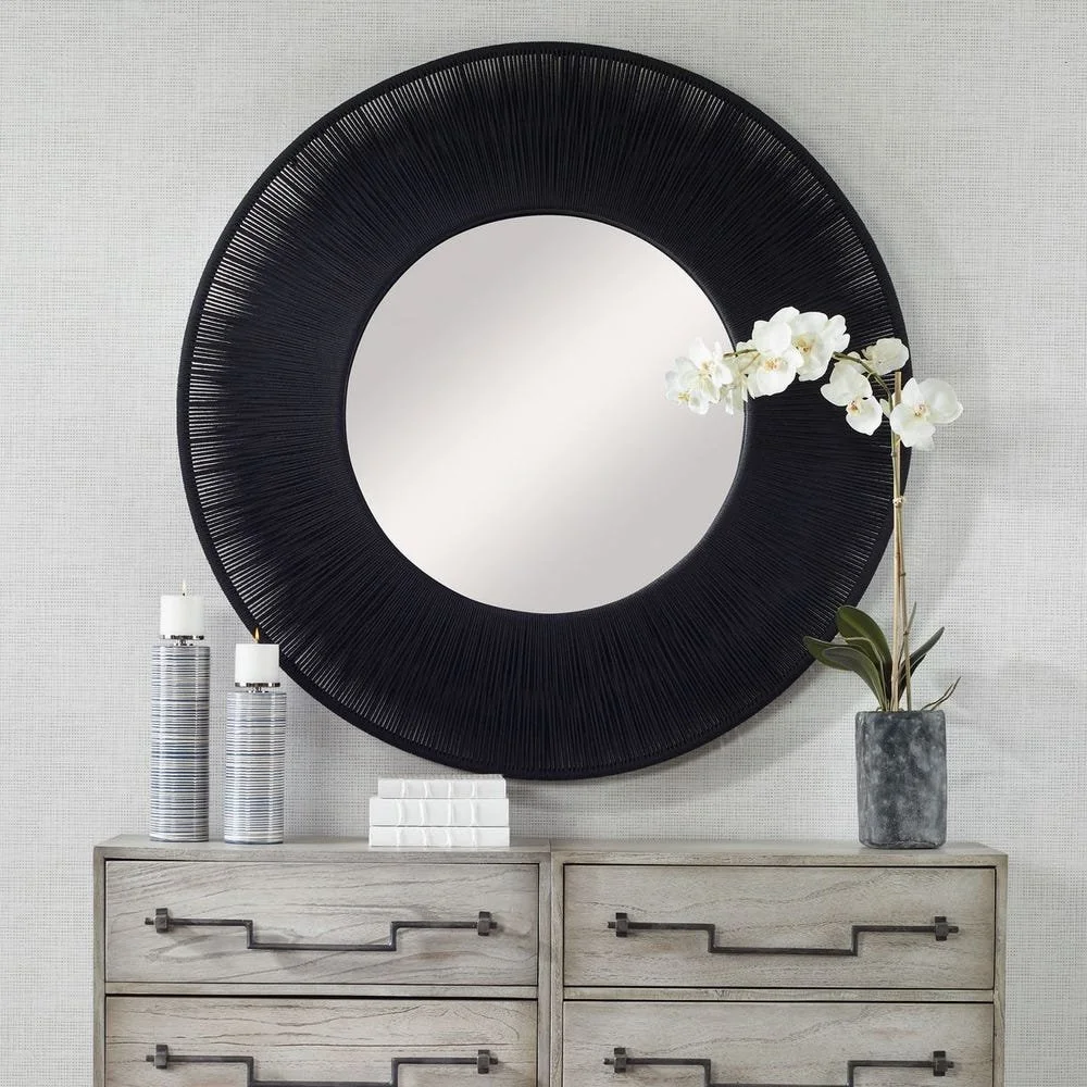 Black Sailor's Knot Round Mirror