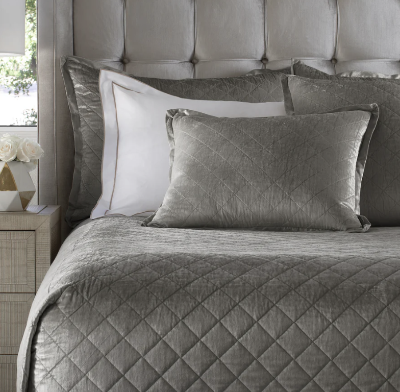 Chloe Pre-Wash Steel Velvet Coverlet Collection