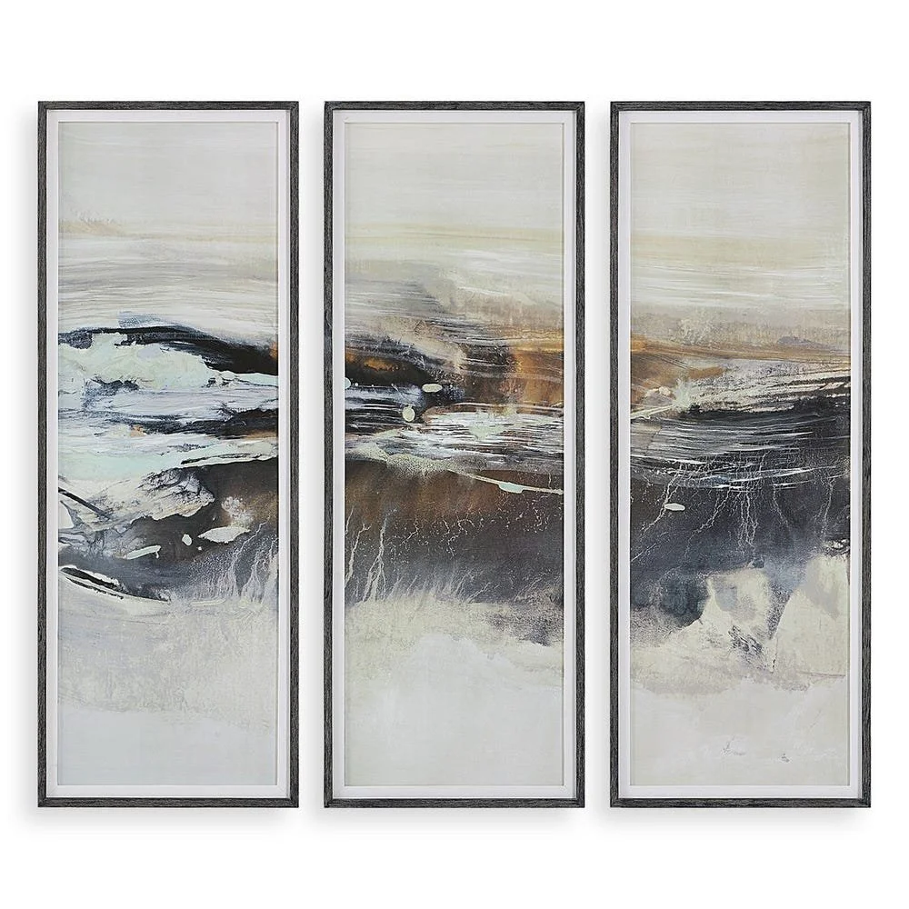 Graphite Horizon Framed Prints Set of 3
