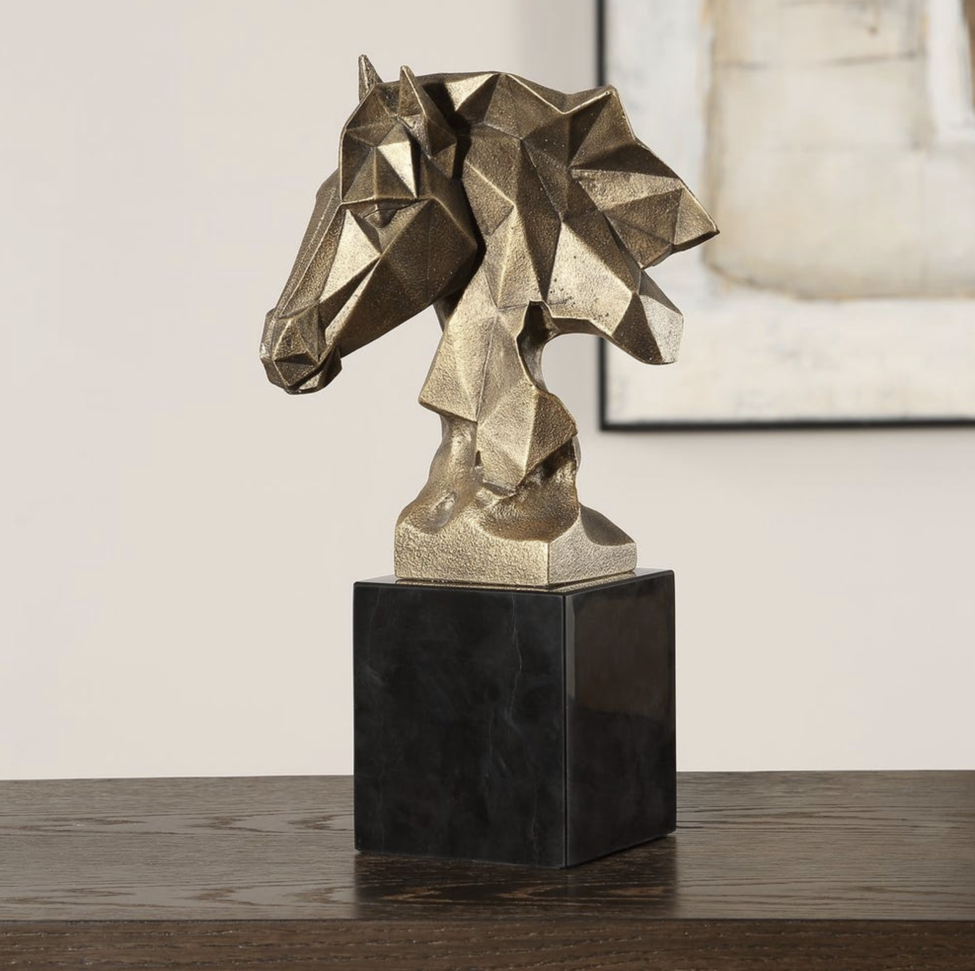 Chiseled Horse Bust Sculpture
