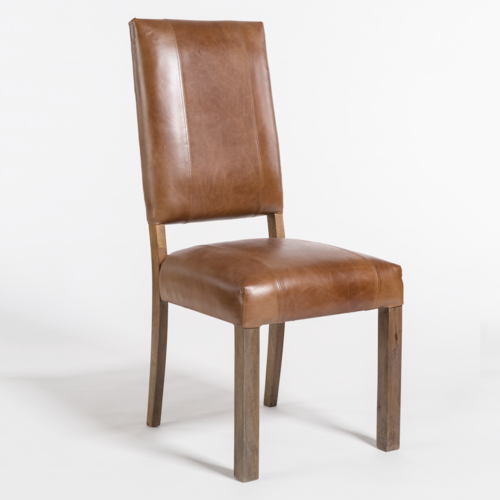 Bradford Caramel Leather Dining Chair, Folio Saddle Top Grain Leather Dining Chair