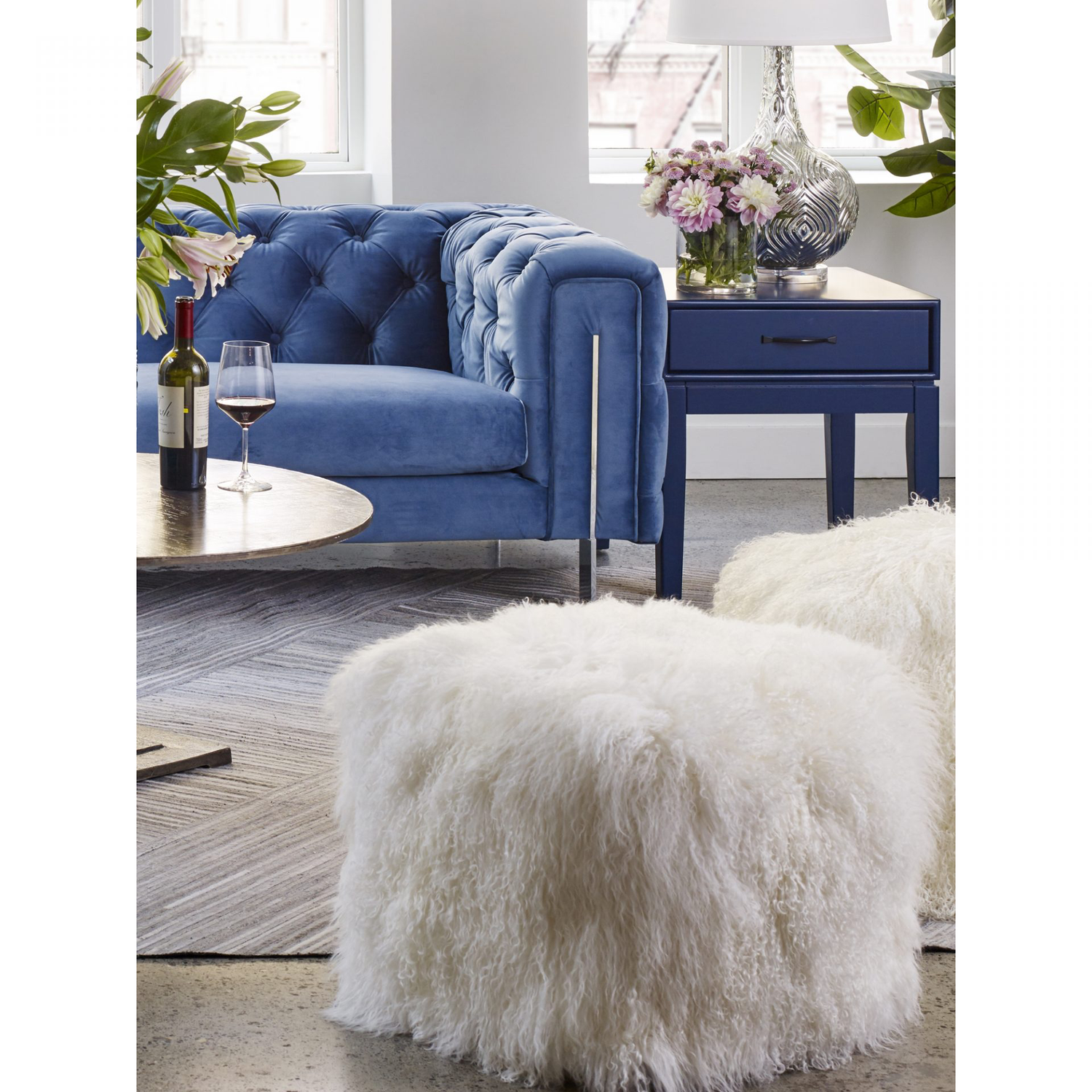 Natural Lamb Fur Pouf — Miller's Home Furnishings