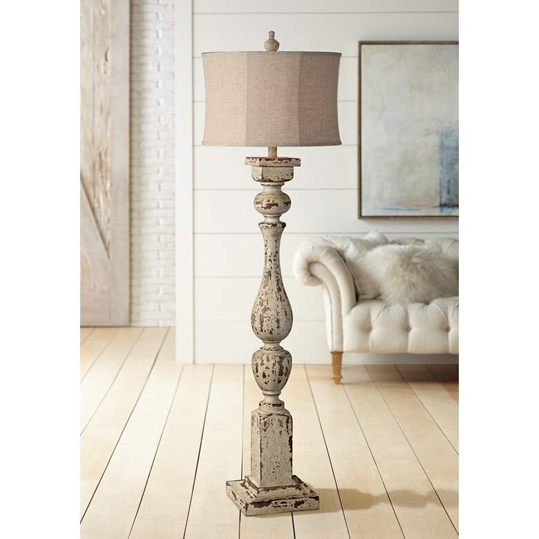 Rustic Anderson Column Floor Lamp, Rustic Wooden Floor Lamps